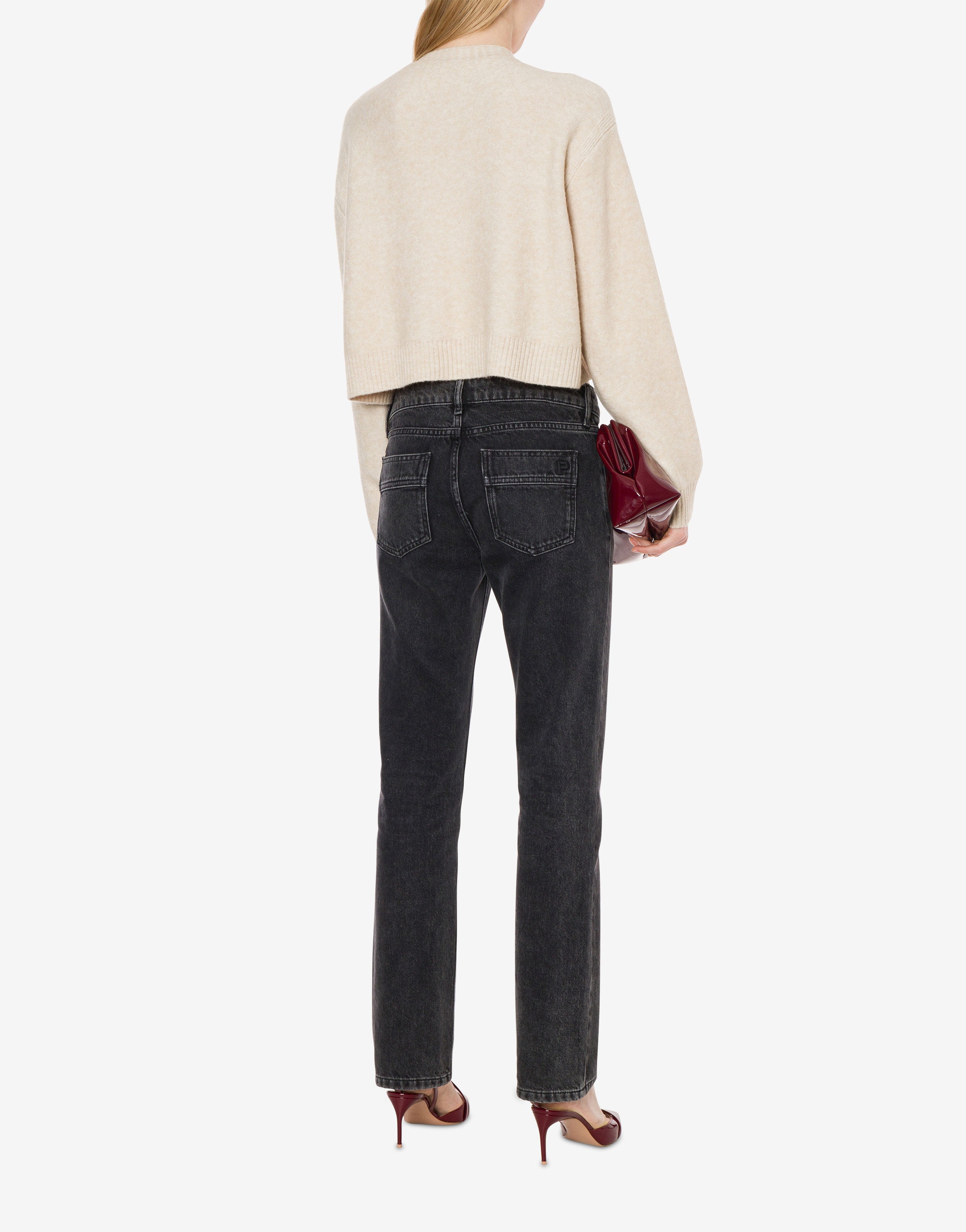 Maglioncino crop in misto lana con ricamo、mySite、aoinhome