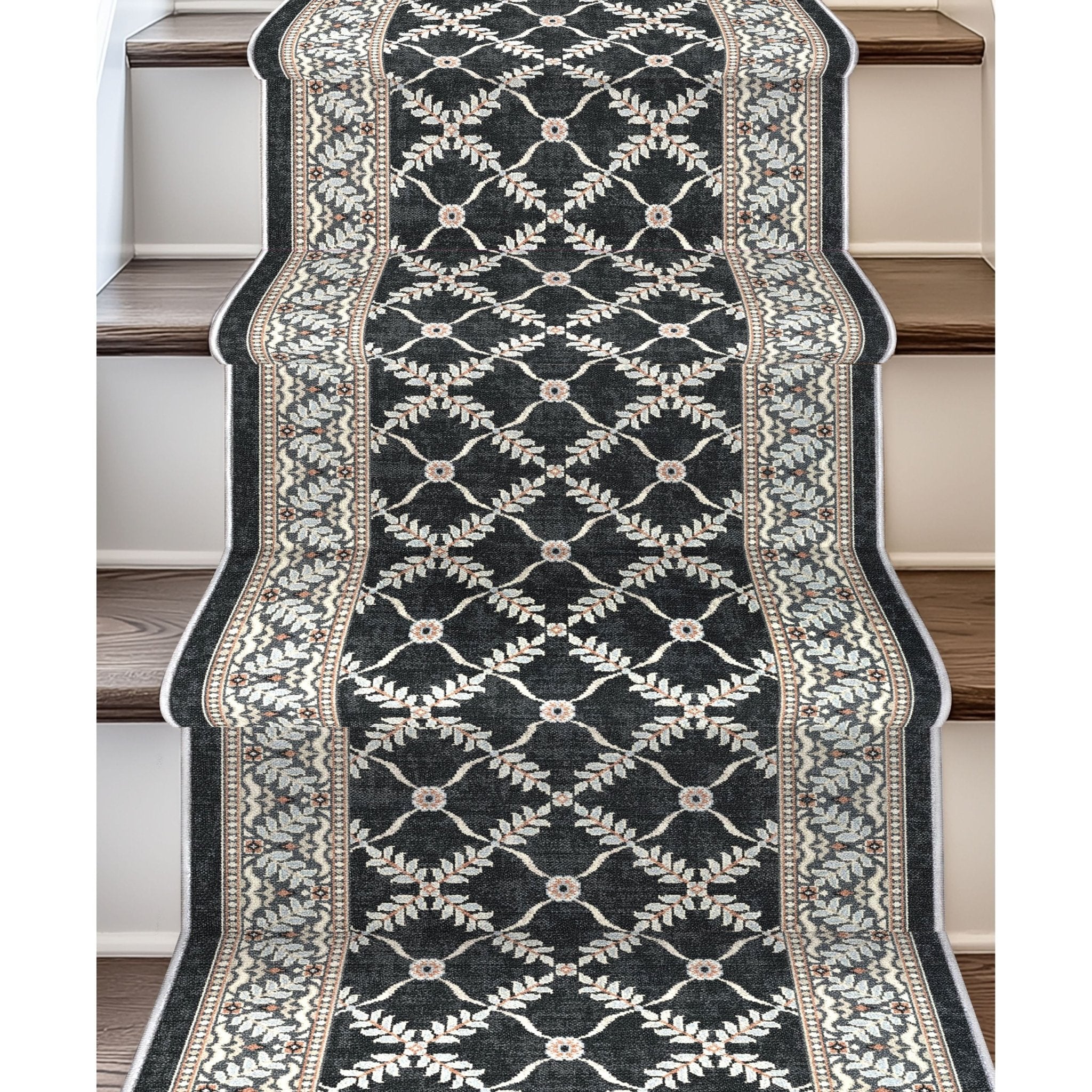 Custom Size Runner Regency Lattice Midnight Ash Choose Your Width x Choose Your Length Hallway Runner Rug、mySite、gigharbornorthrealestate