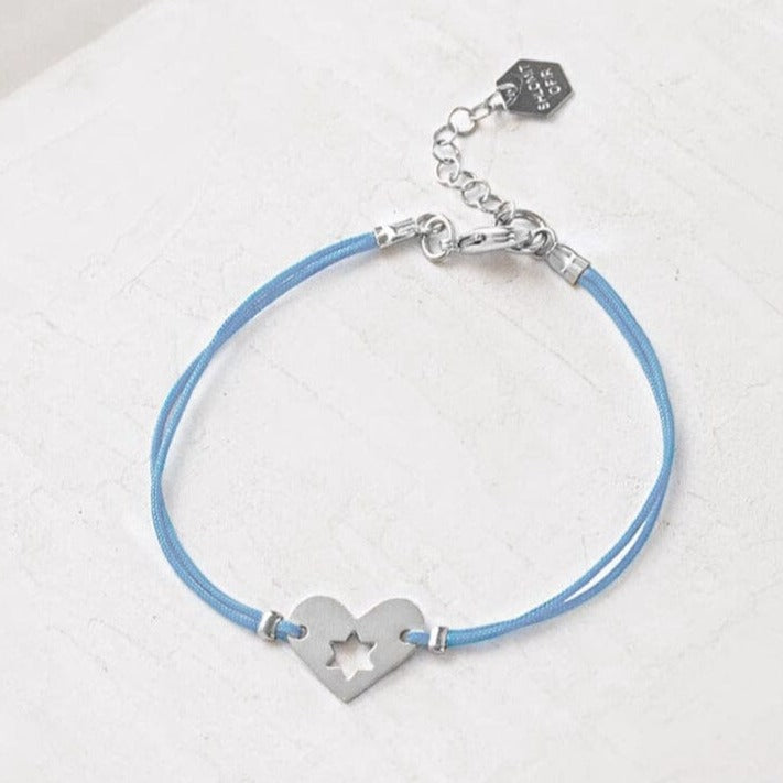 Silver and Light Blue Israel at Heart Bracelet - 20% of Proceeds Donated、mySite、topwebapps