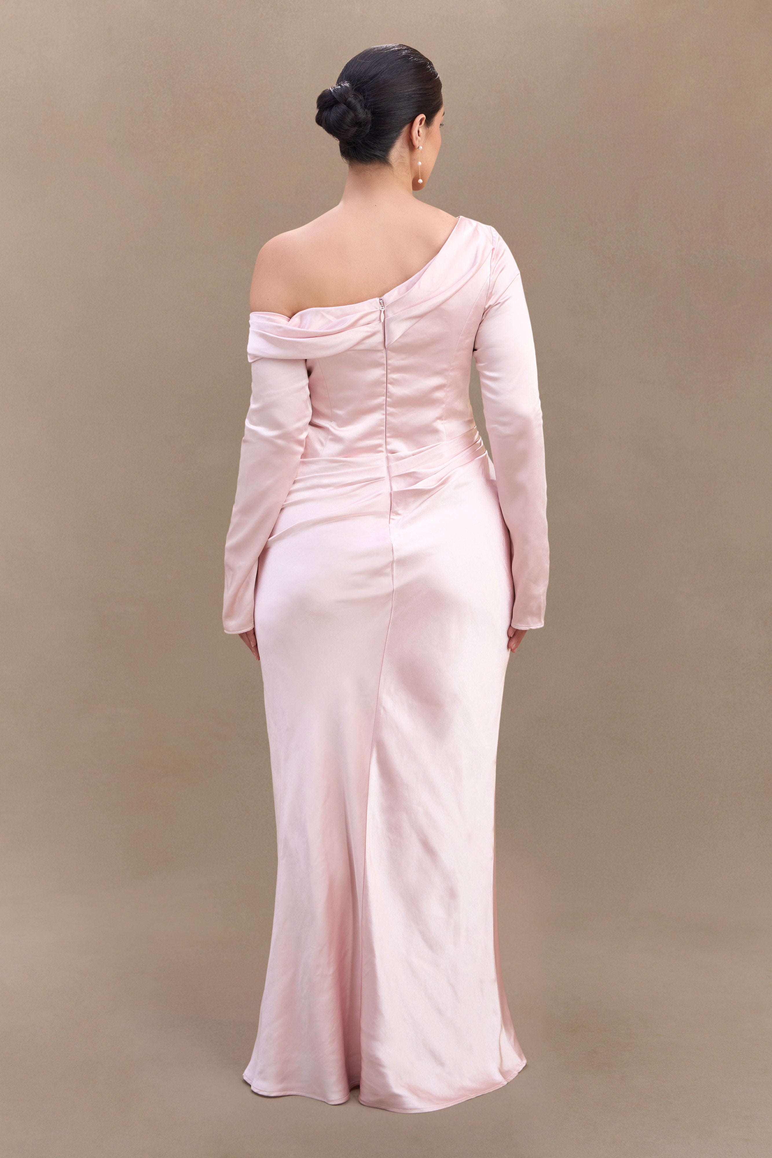Iris Long Sleeve Satin Maxi Dress - Soft Pink、mySite、solidvoid