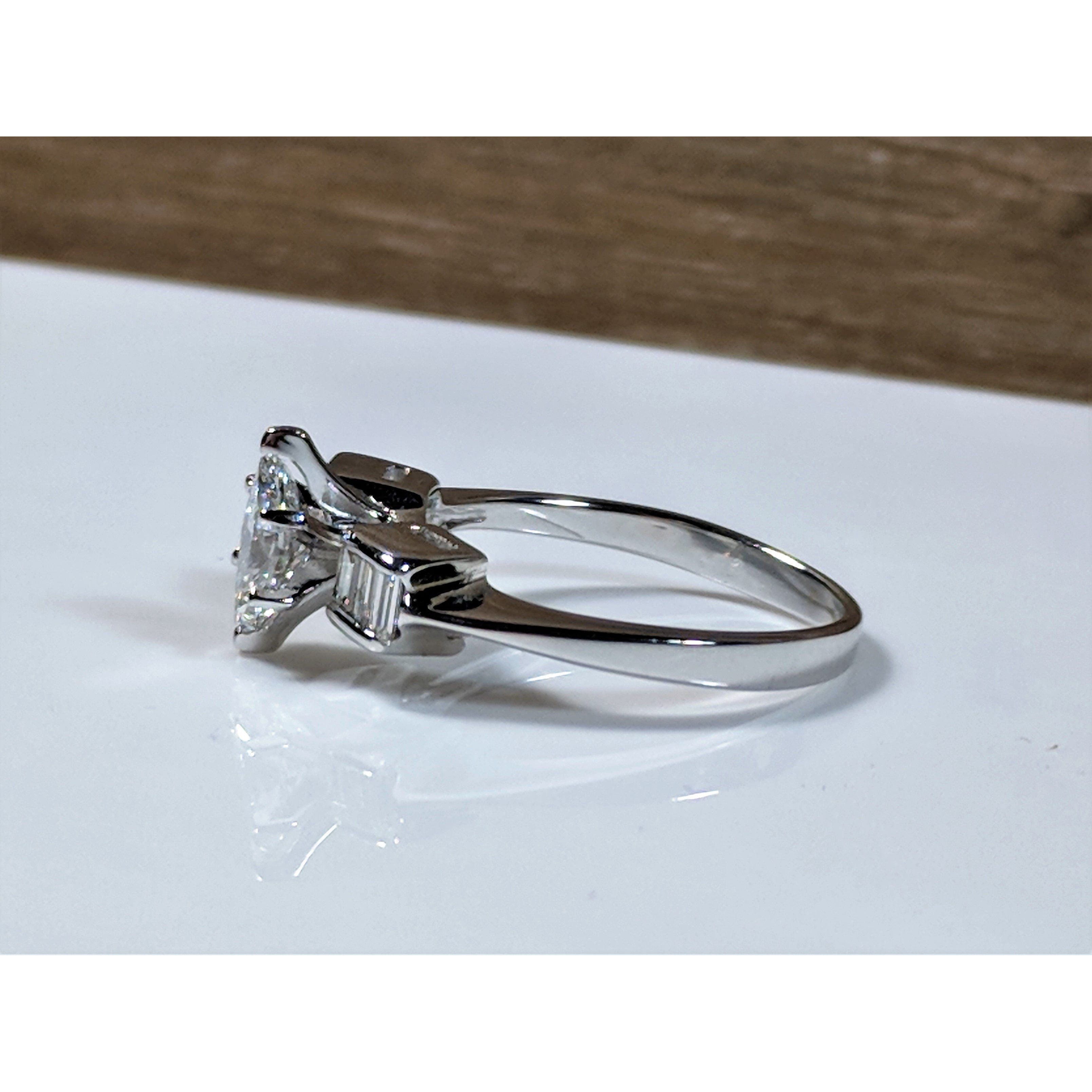 Marquise Diamond Engagement Ring in 14K White Gold, .65ct Center Diamond, .26ct Side Diamonds、mySite、g9winljtr