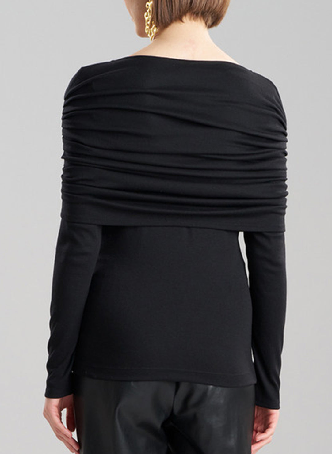  Layering Jersey Black Rouched Long Sleeve Top、mySite、justintrudeaud