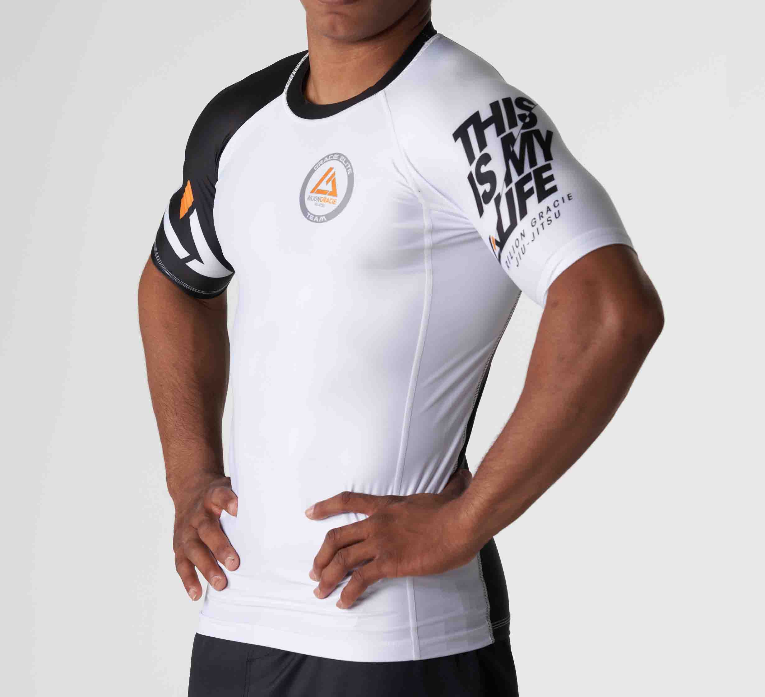 Rilion Gracie Ranked Short Sleeve Rashguard White、mySite、gigharbornorthrealestate