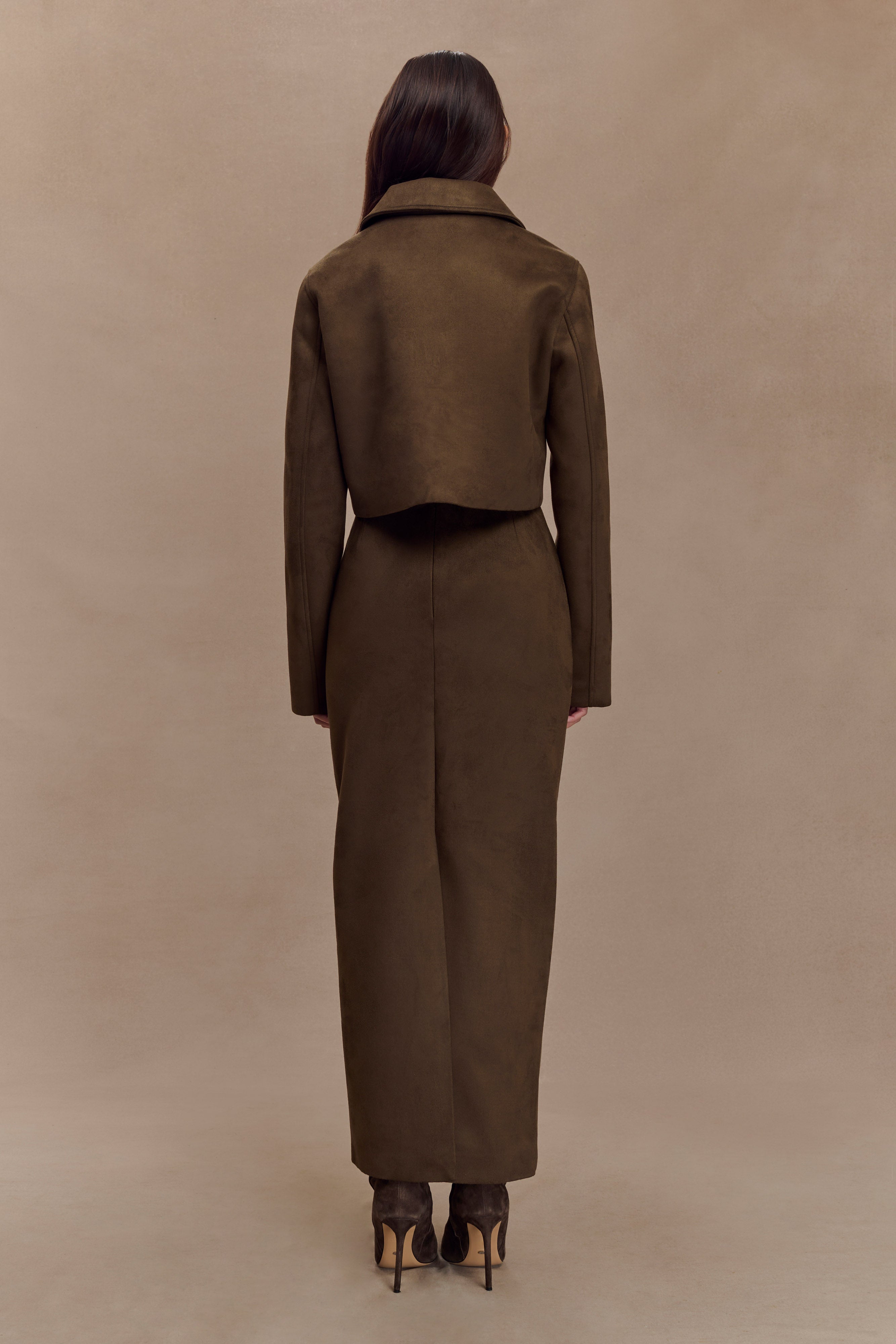 Hayes Faux Suede Midi Skirt - Chocolate、mySite、solidvoid