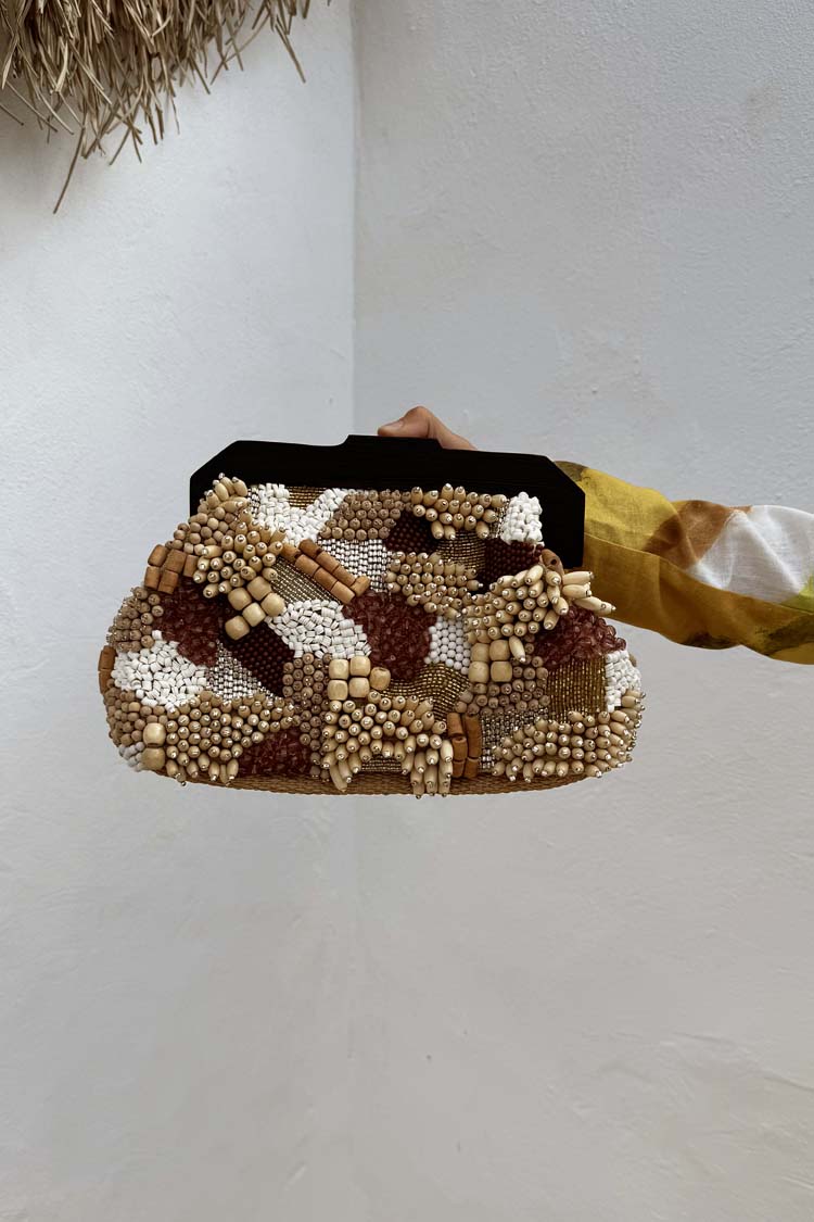 Brown Beaded Clutch Bag、mySite、solidvoid