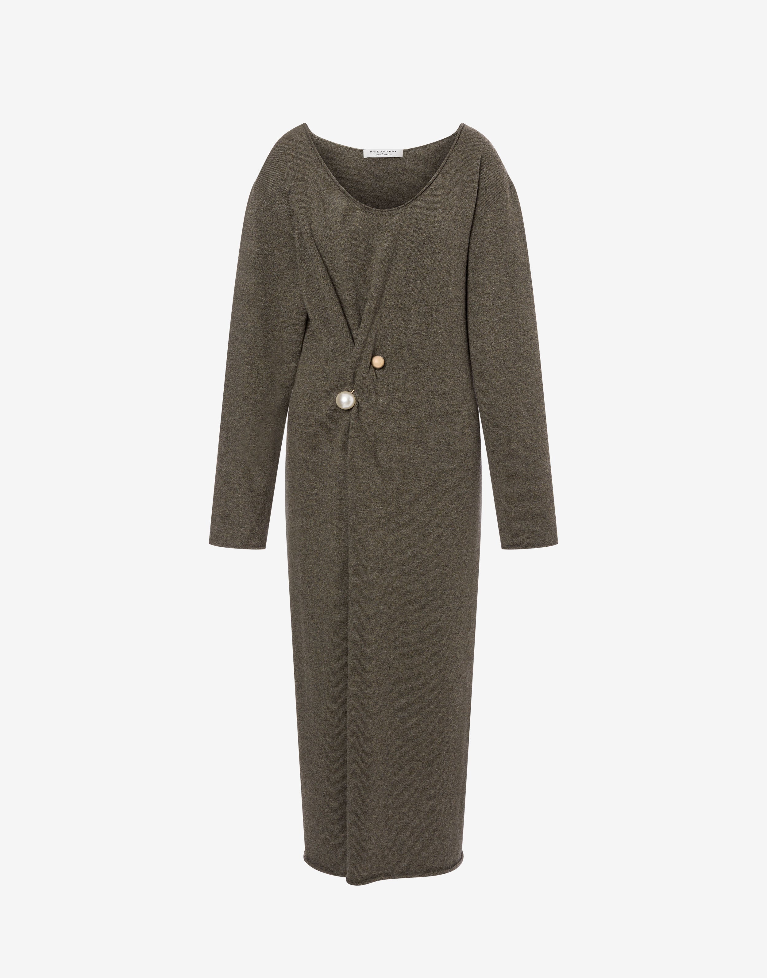 Abito longuette in seta e cashmere con spilla gioiello、mySite、aoinhome