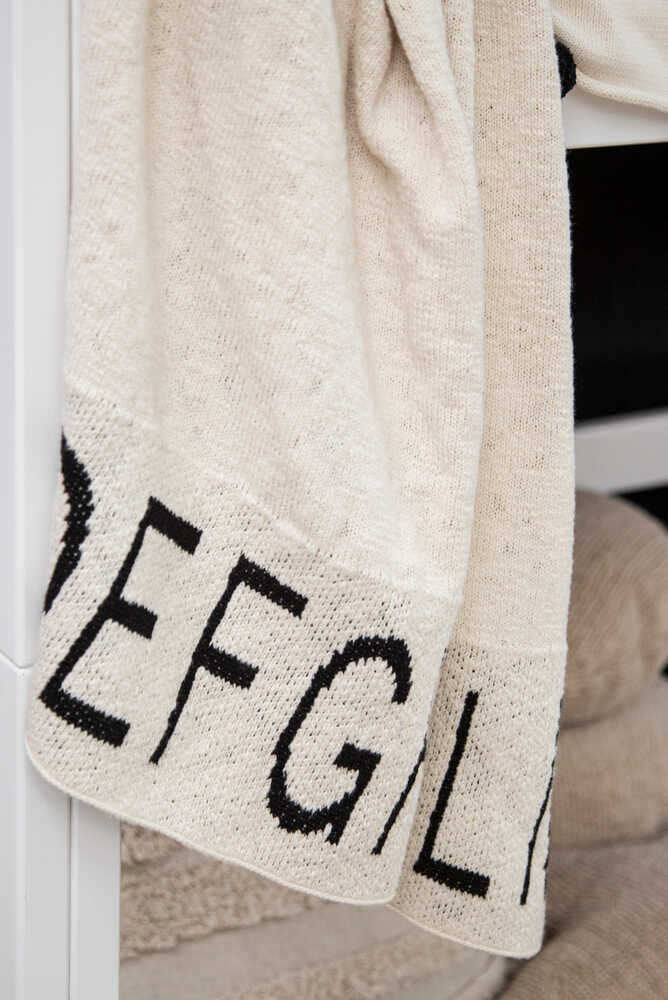 KNITTED BLANKET ABC NATURAL - BLACK、mySite、gigharbornorthrealestate