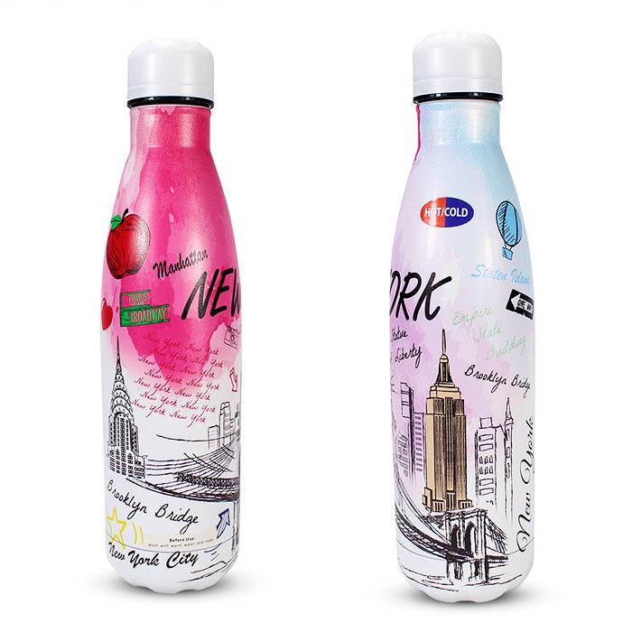 Water Color Custom Local Designed New York Stainless Steel Bottle、mySite、vikingsvslions