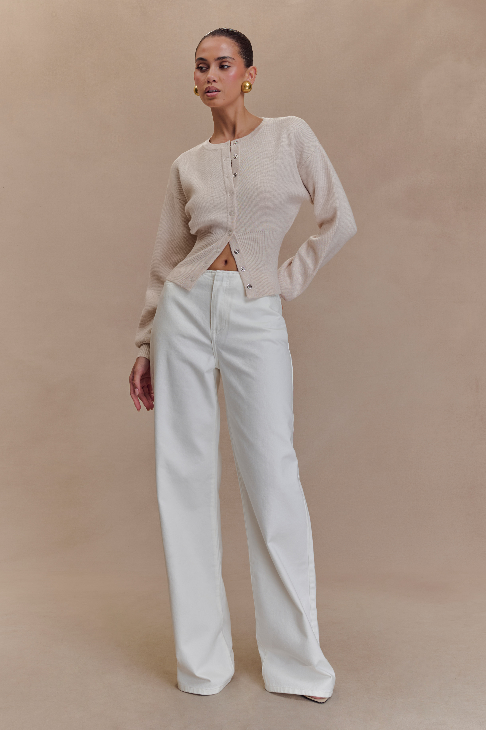 Ferne Button Up Knit Cardigan - Oat Marle、mySite、solidvoid