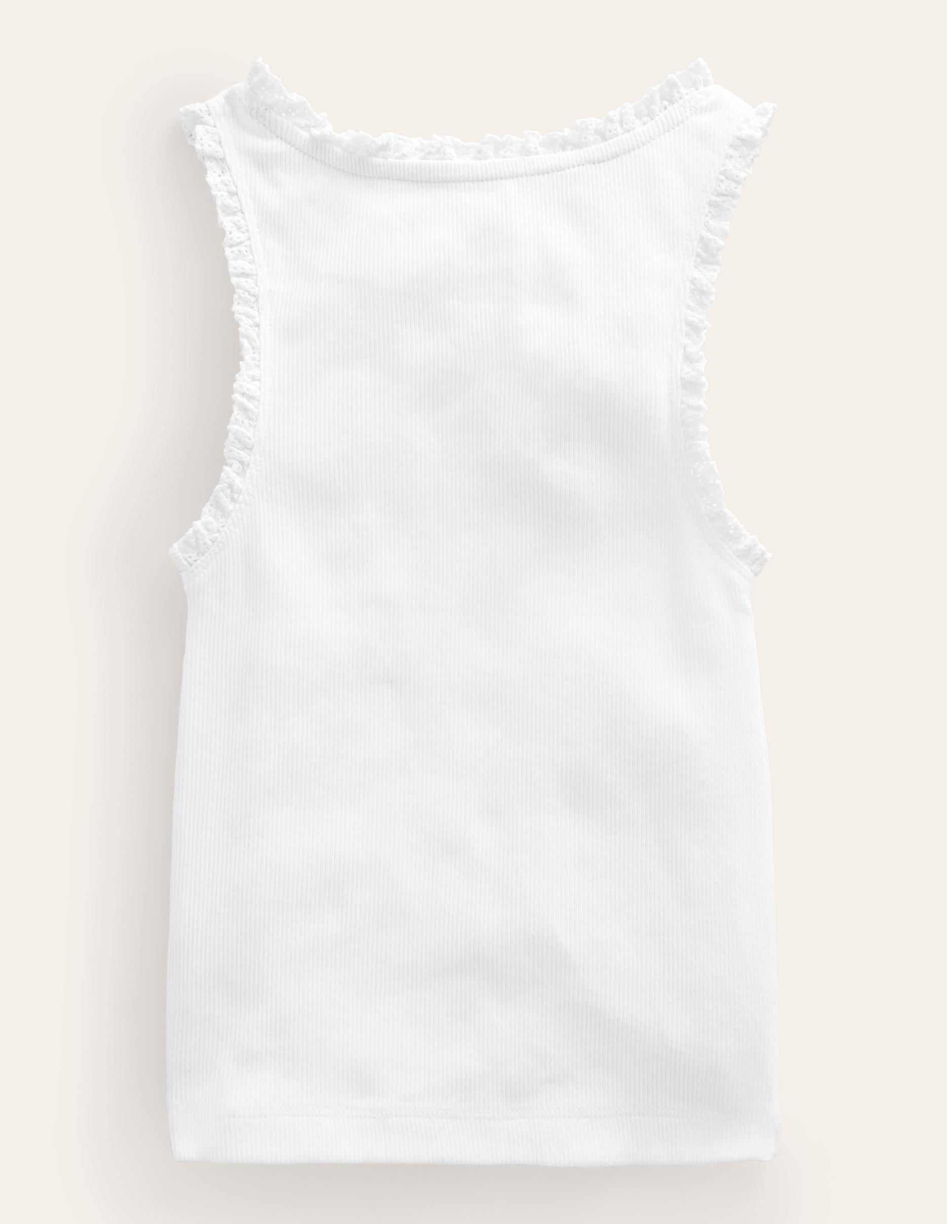  Ribbed Lace Trim Vest-White、mySite、ashleygrahame