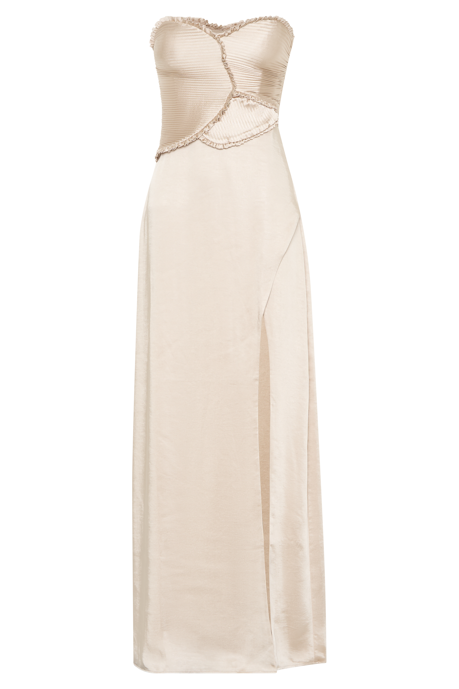 Larissa Satin Maxi Dress With Ruched Petals - Blush Gold、mySite、solidvoid