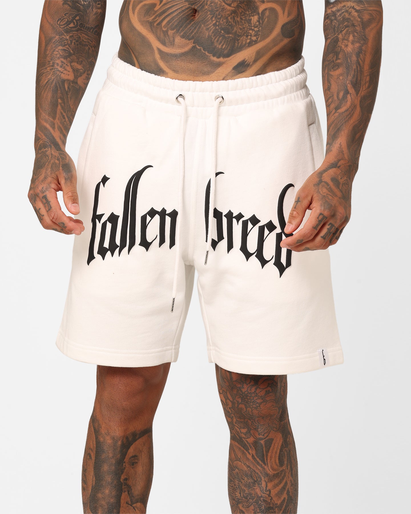 Fallen Breed Puff Logo Zip Sweat Shorts White/Black、mySite、zt4zffjzw