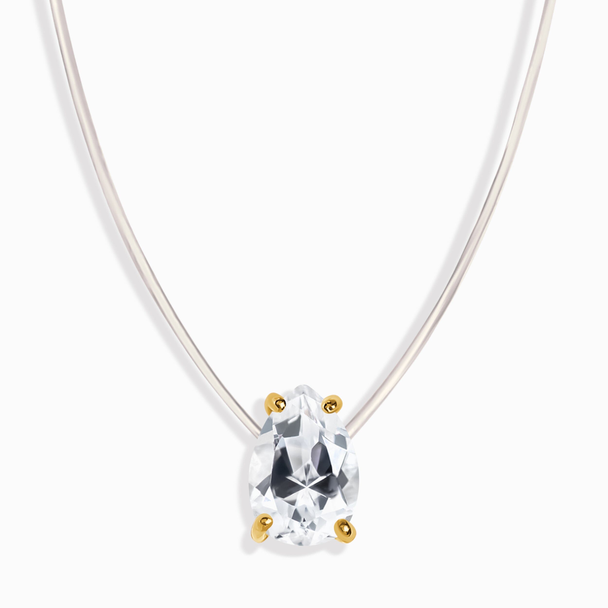 White Topaz Necklace Floating Sway - April Birthstone、mySite、hinf8tx79