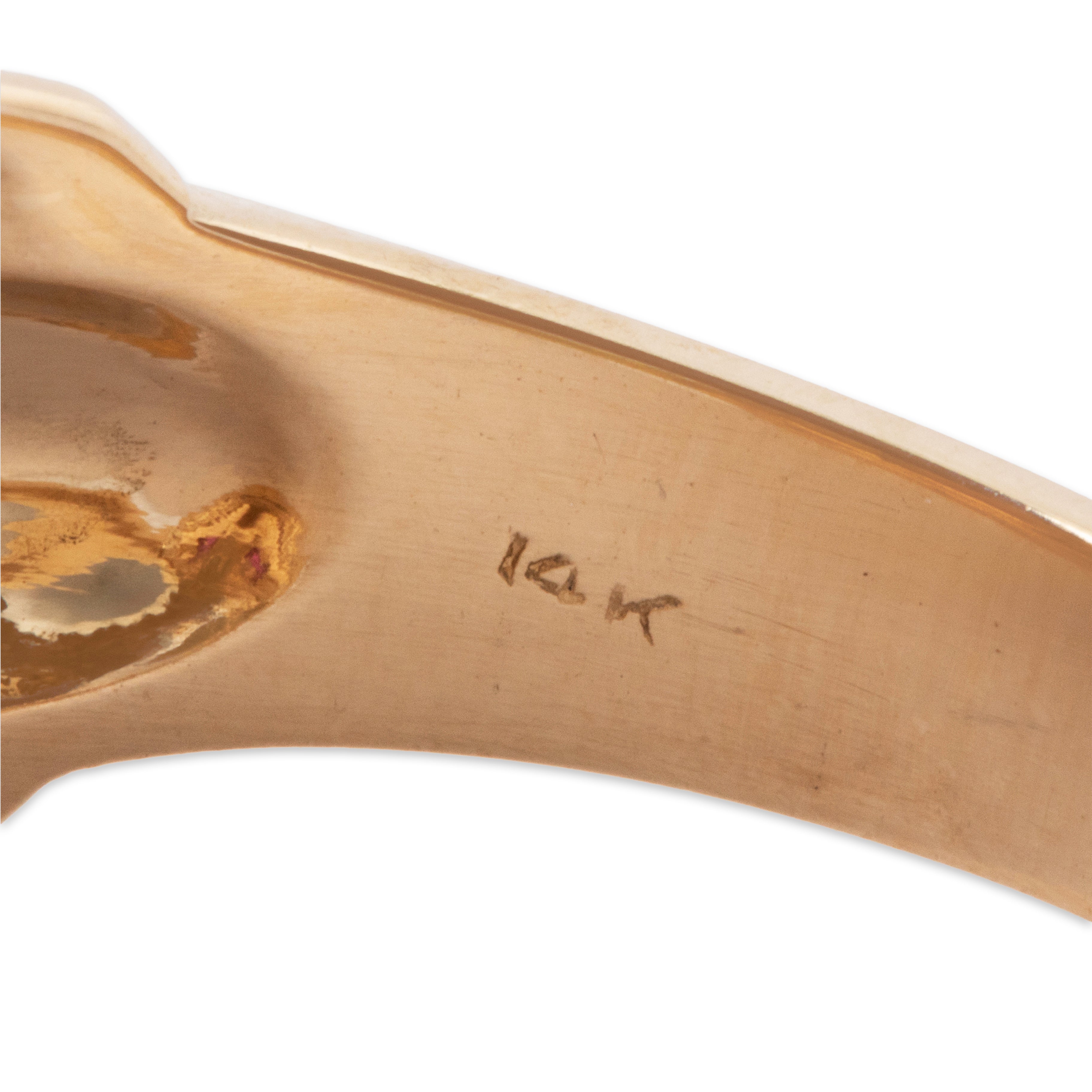 Vintage 14k Yellow Gold .46ct Natural Diamond Synthetic Ruby Bold Modernist Ring、mySite、hinf8tx79