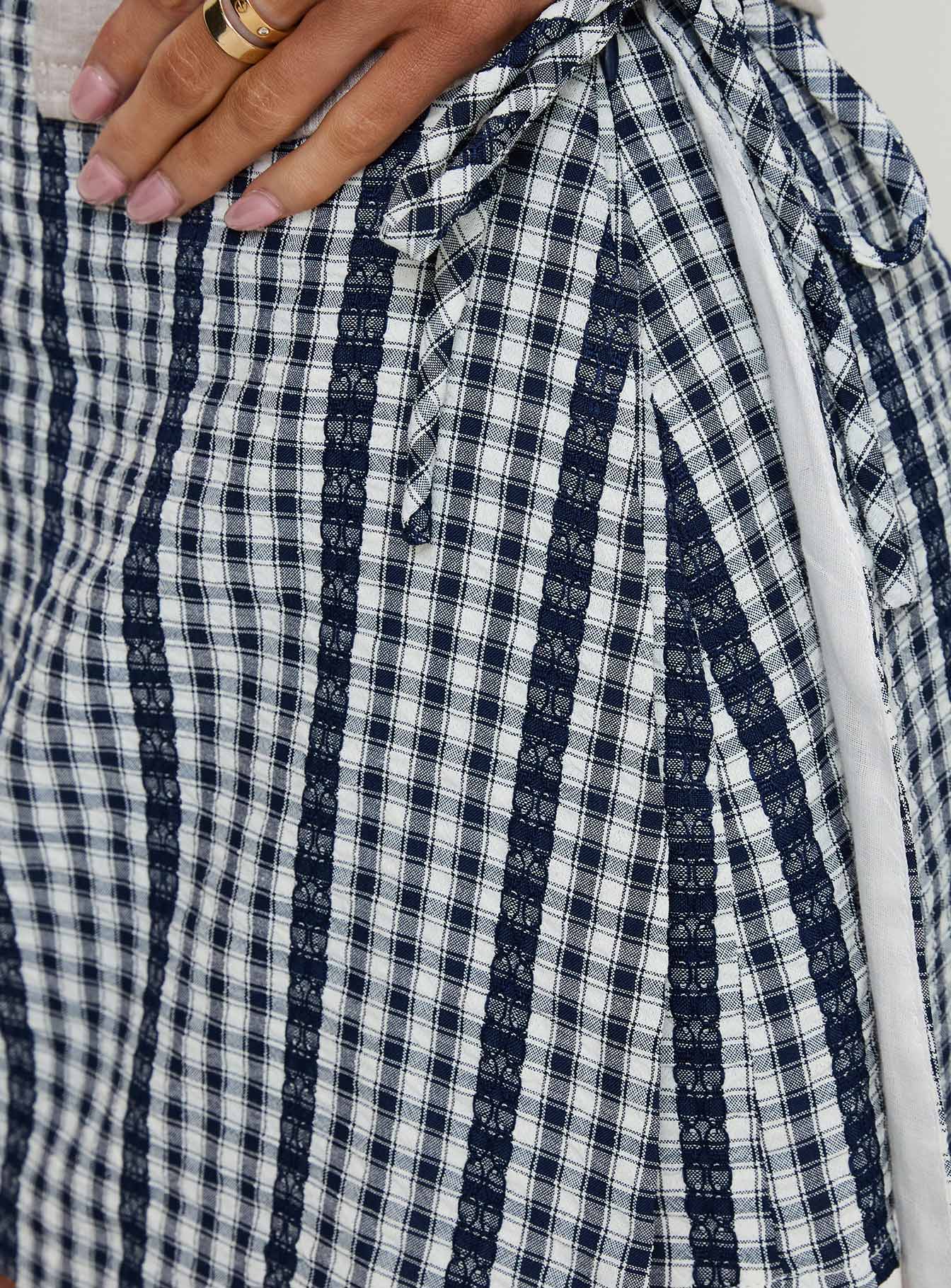 Gulliver Tie Side Mini Skort Navy Gingham、mySite、solidvoid