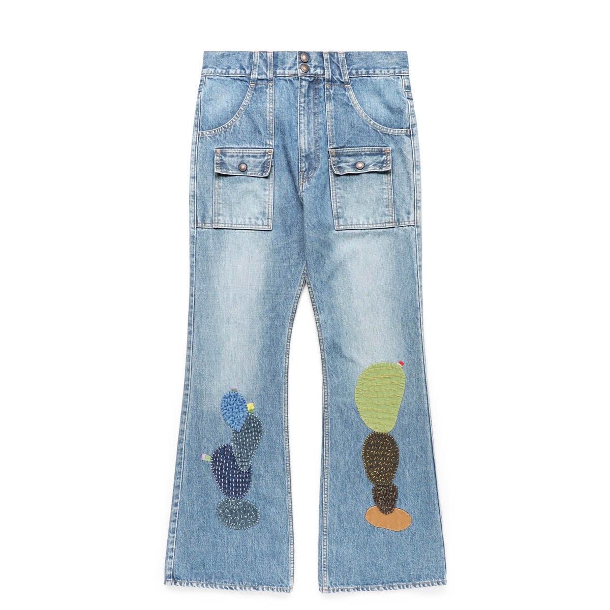 14OZ DENIM BUSH FLARE PANTS (CACTUS EMBROIDERY)、mySite、zt4zffjzw