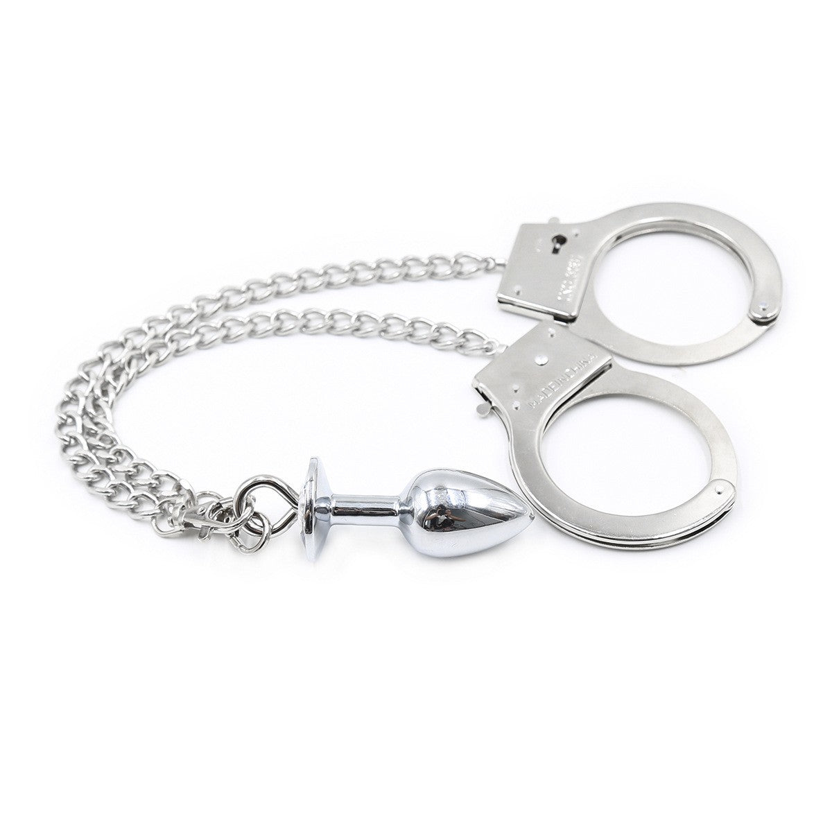 Fetish Unisex Bondage Chain 2 In 1 | Metal Handcuffs | Diamante Anal Plug NO2、mySite、bottomscart