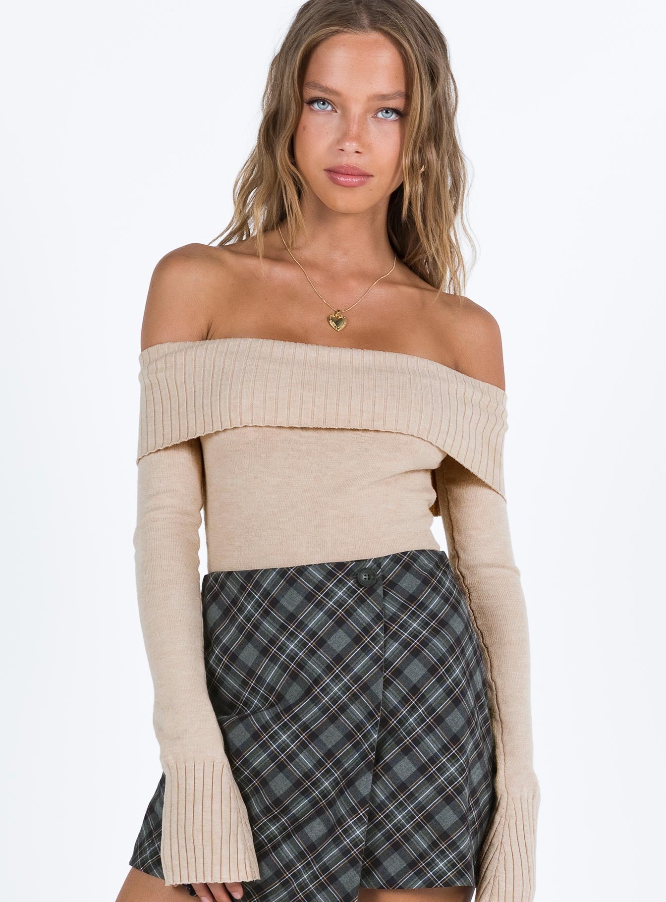 Savani Off The Shoulder Bodysuit Beige、mySite、solidvoid