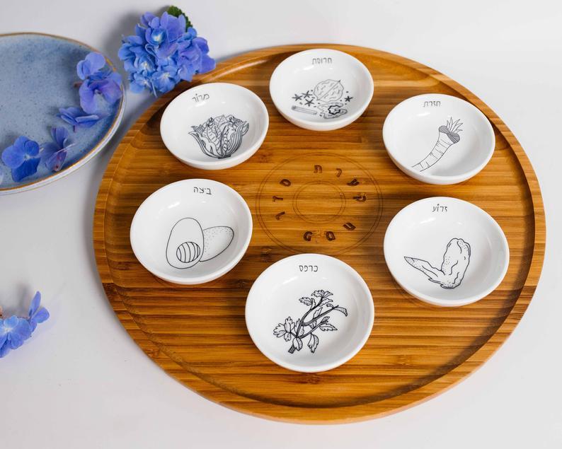 Modern Bamboo and Porcelain Seder Plate - Black and White、mySite、topwebapps
