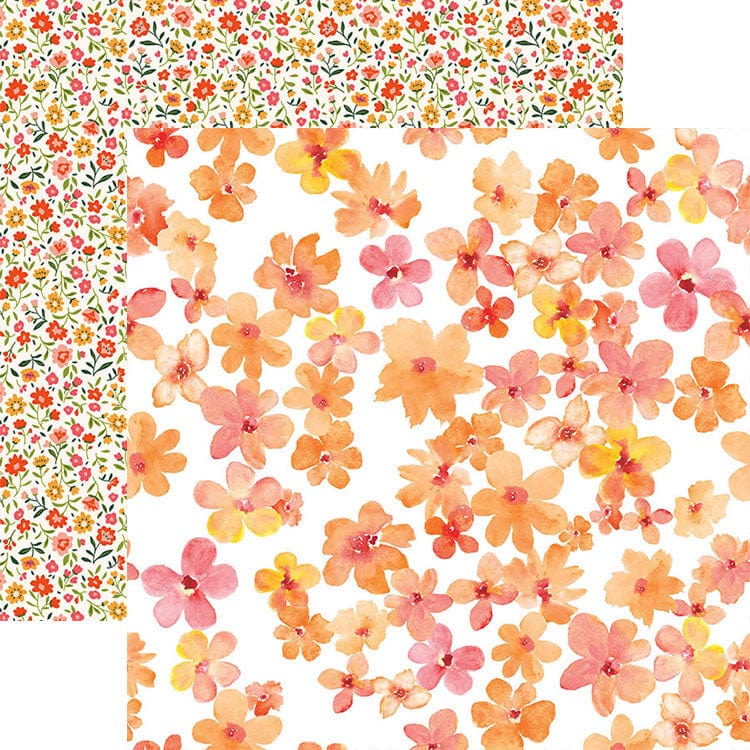  Scrapbook Paper - Orange Watercolor Floral、mySite、ghnorth
