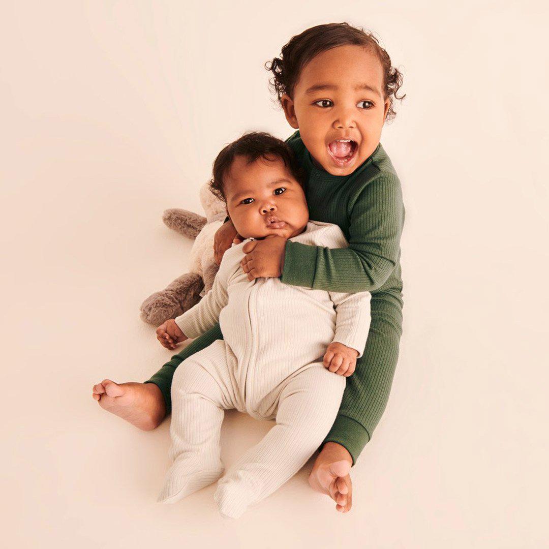  MORI Ribbed Clever Zip Sleepsuit - Ecru、mySite、merchandisen