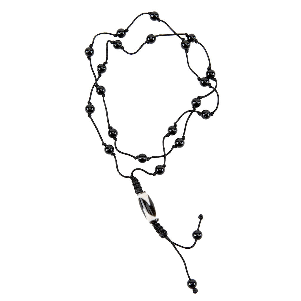 Knotted Onyx & Dzi Bead Necklace、mySite、topwebapps