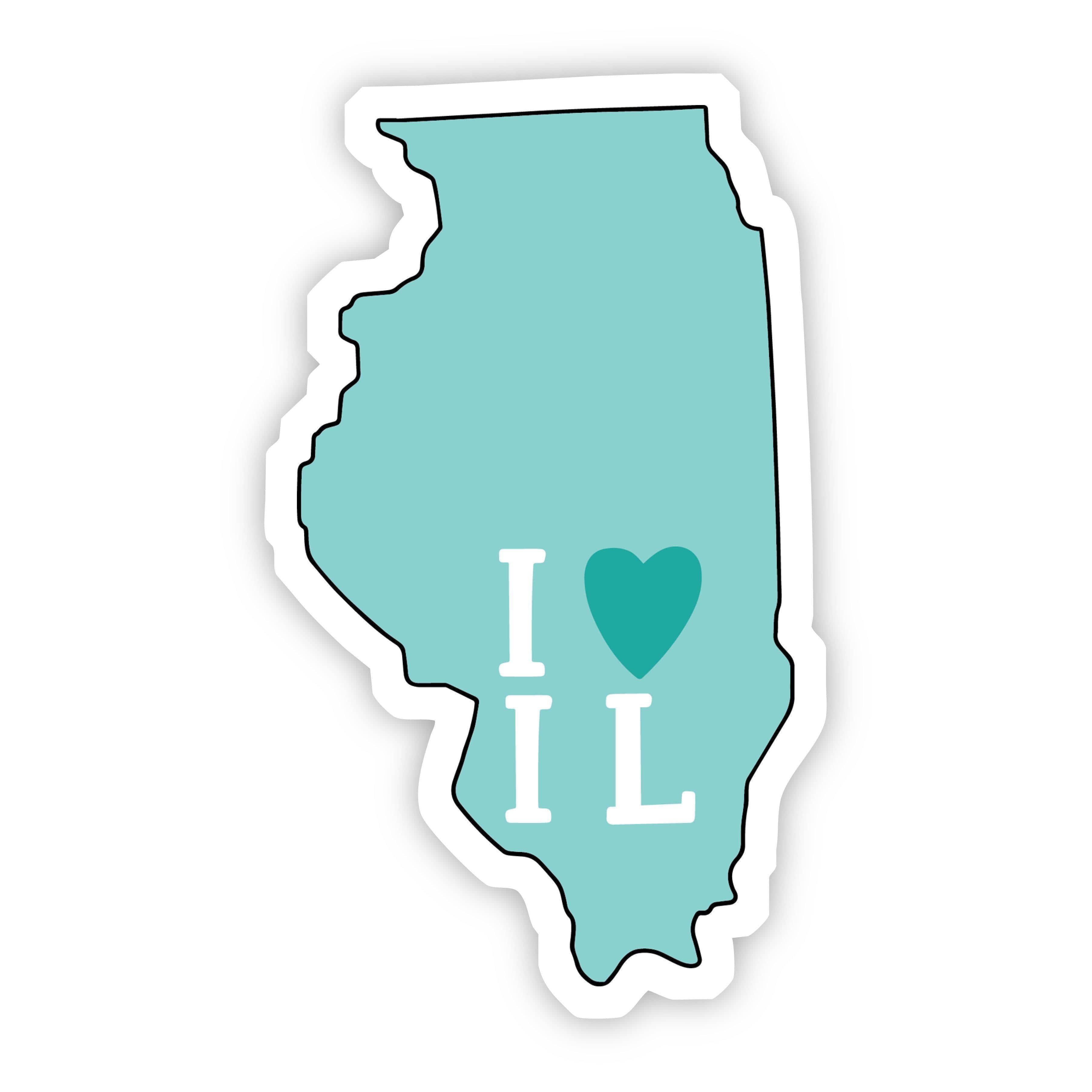  I Love Illinois Teal Sticker、mySite、elrpsem3k
