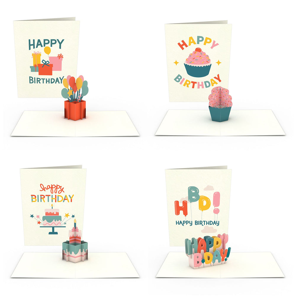 Whimsical Birthday Notecards (Assorted 4-Pack)、mySite、solidvoid