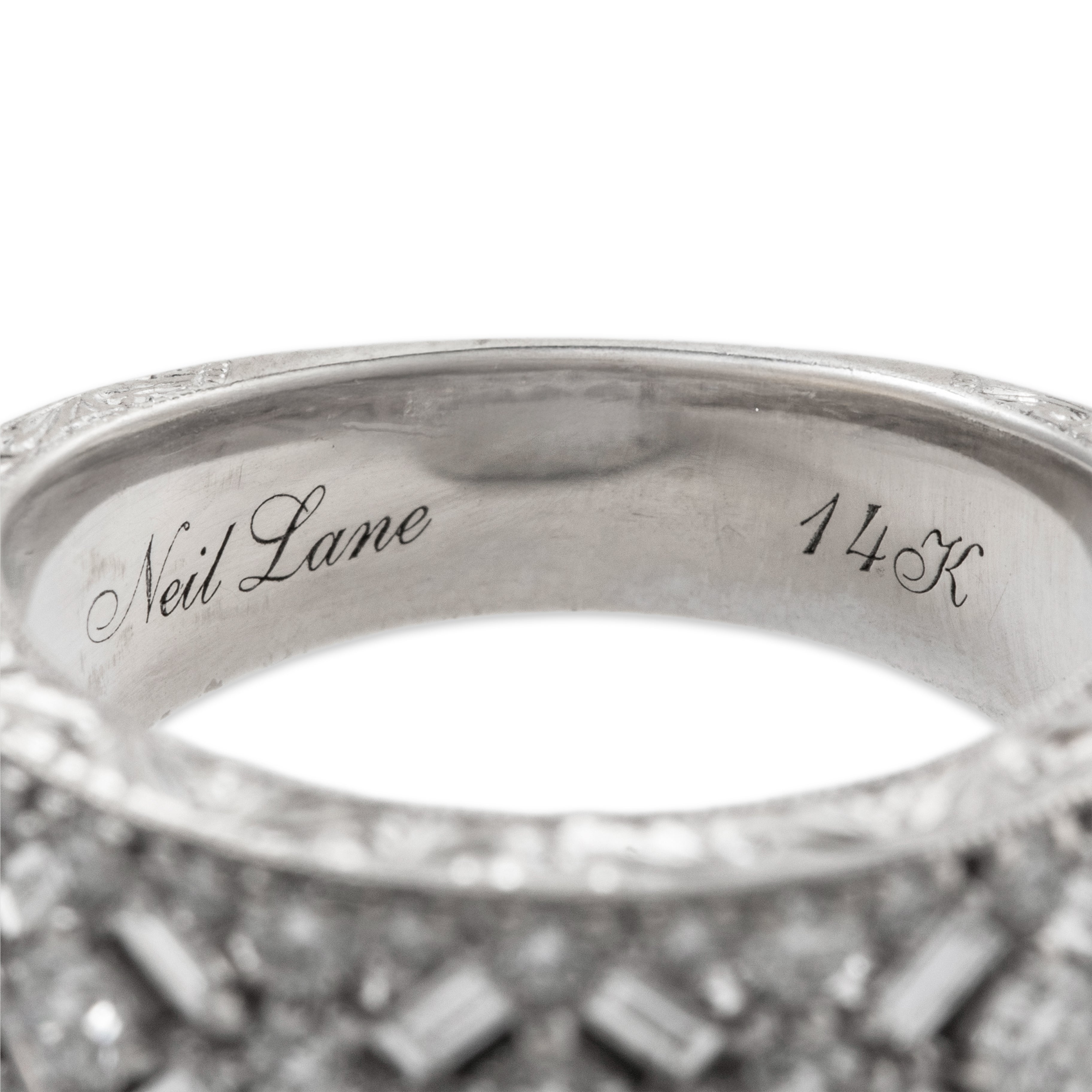 Vintage Neil Lane 14k White Gold 1.26cttw Diamond Mixed Cut Wide Band Ring 6.75、mySite、hinf8tx79