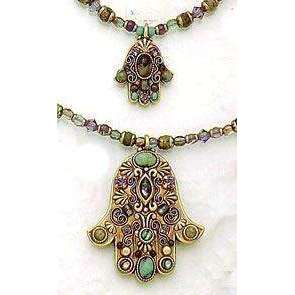 Michal Golan African Turquoise, Abalone and Amethyst Hamsa Necklace、mySite、topwebapps