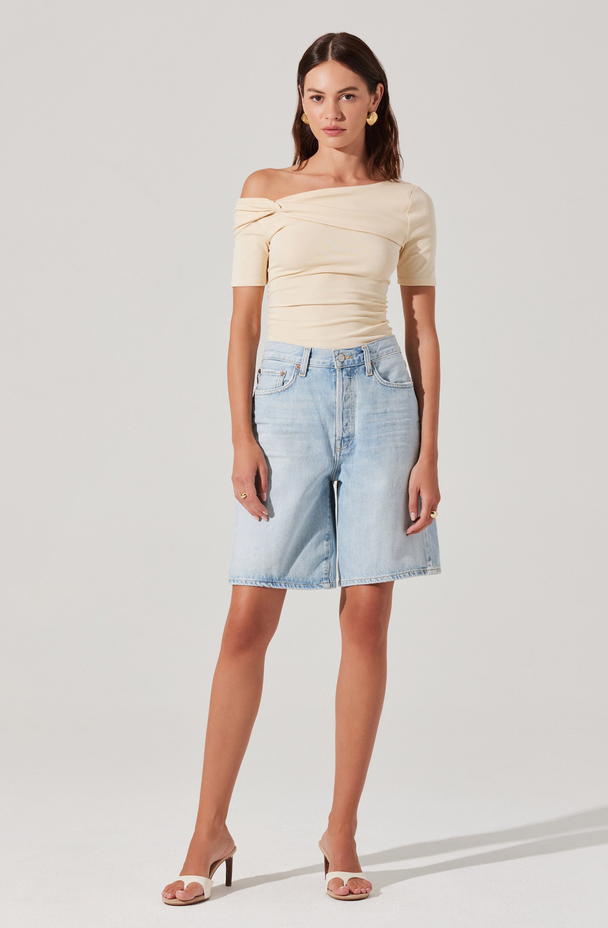 Saylah Off Shoulder Twist Top、mySite、solidvoid