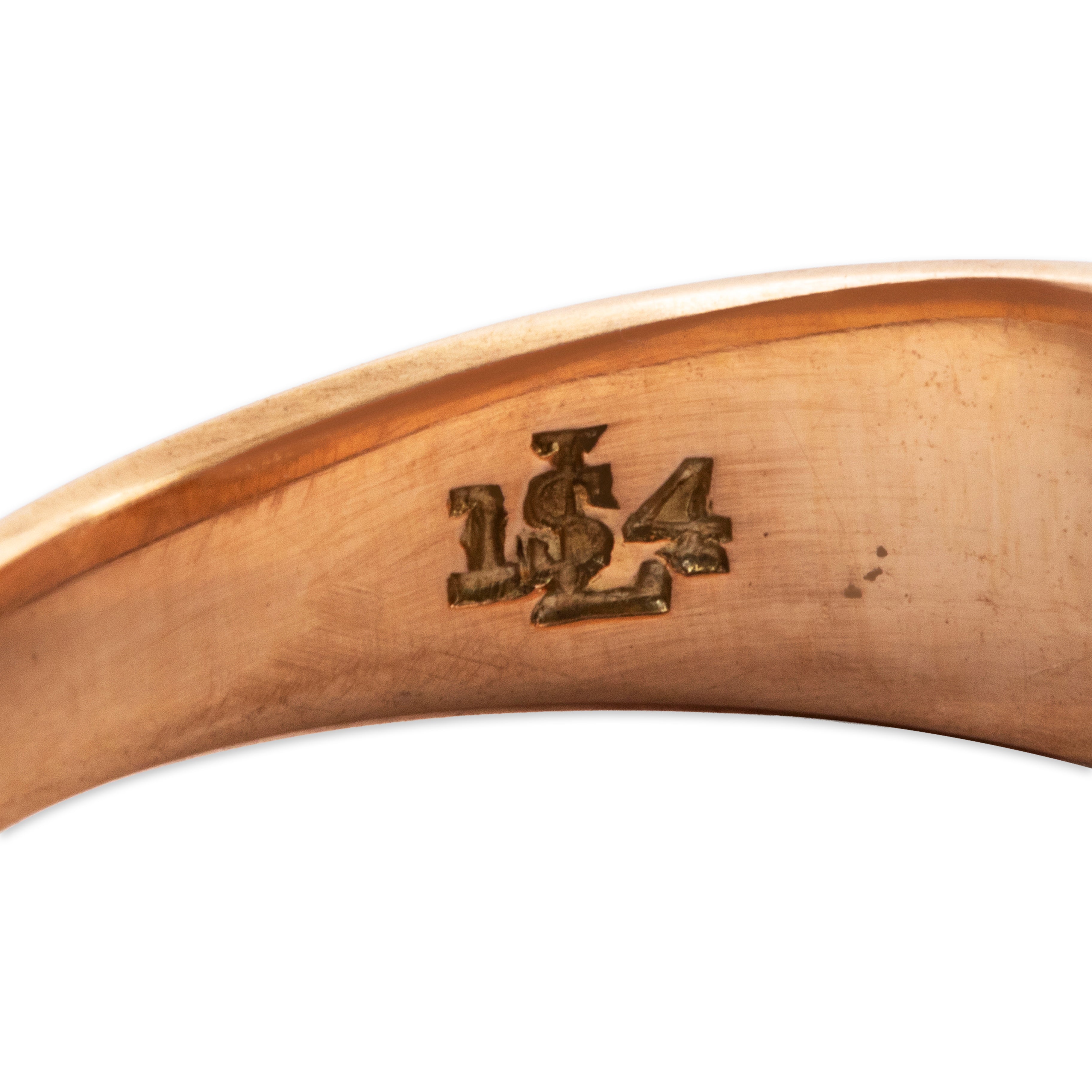 Antique Victorian 14k Rosy Yellow Gold Old Mine Cut Diamond Wide Band Ring 5.00、mySite、hinf8tx79