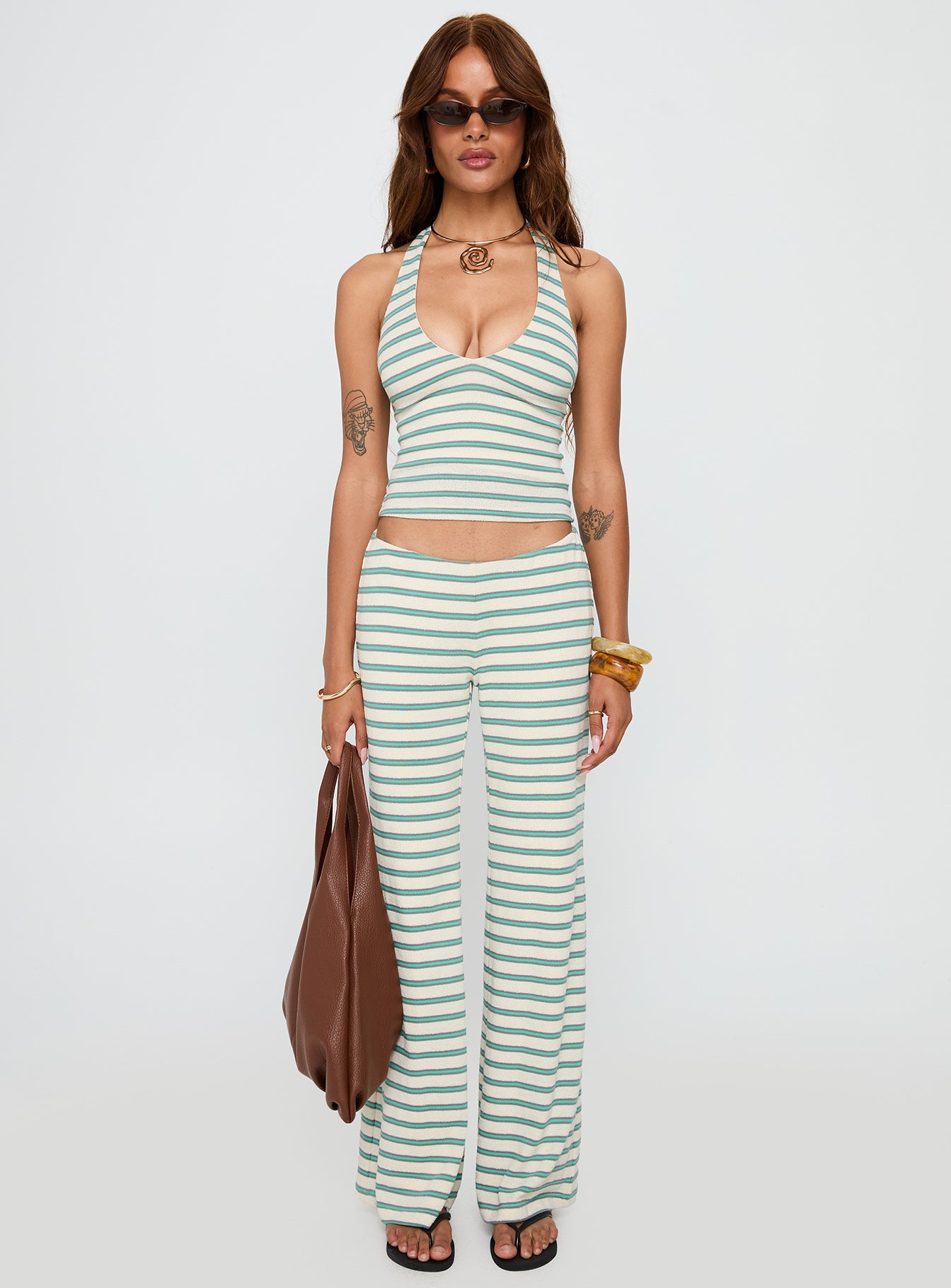 Anora Halter Wide Leg Set Blue / White Stripe、mySite、solidvoid