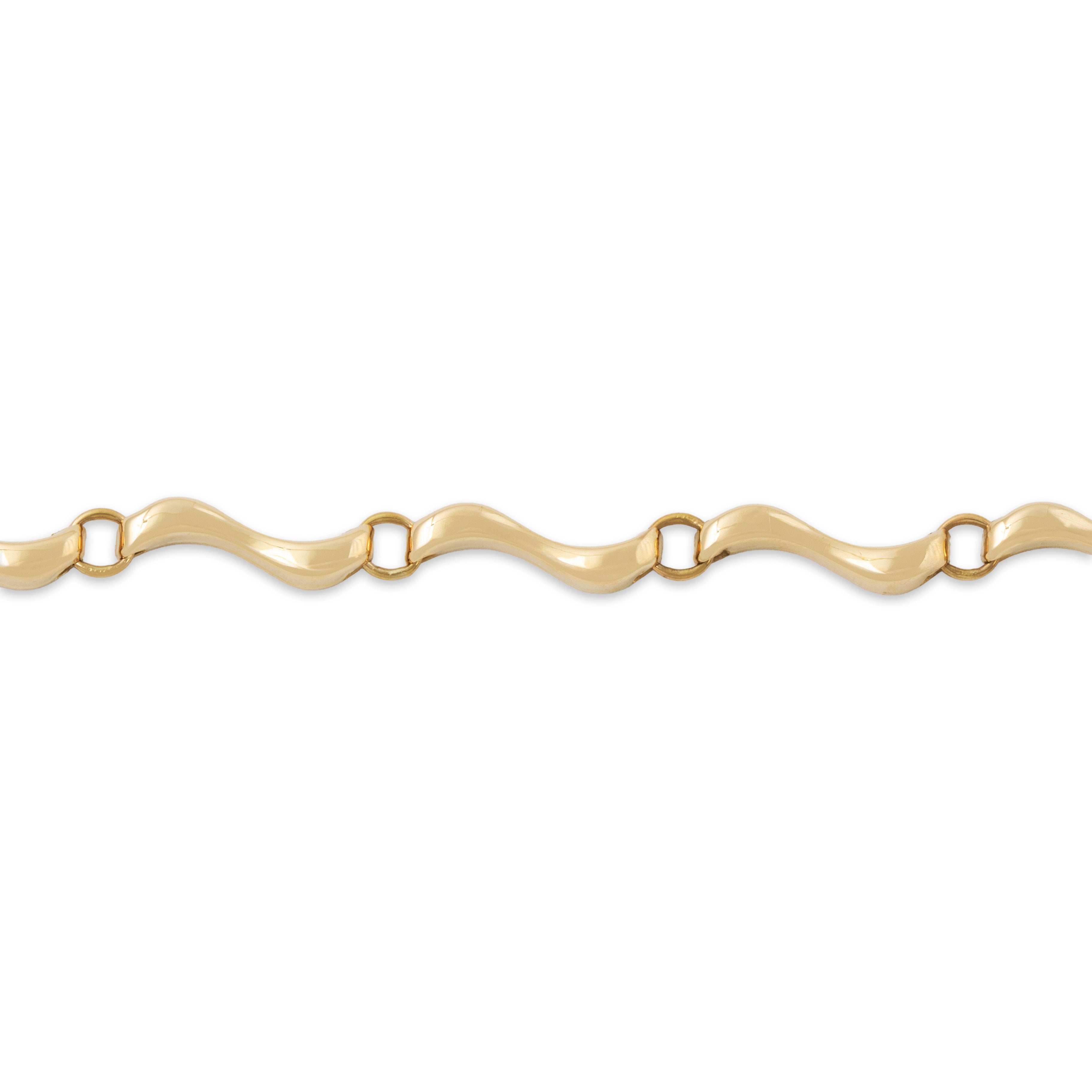 Vintage Italian 14k Yellow Gold Wavy Link Bracelet 7.25、mySite、hinf8tx79