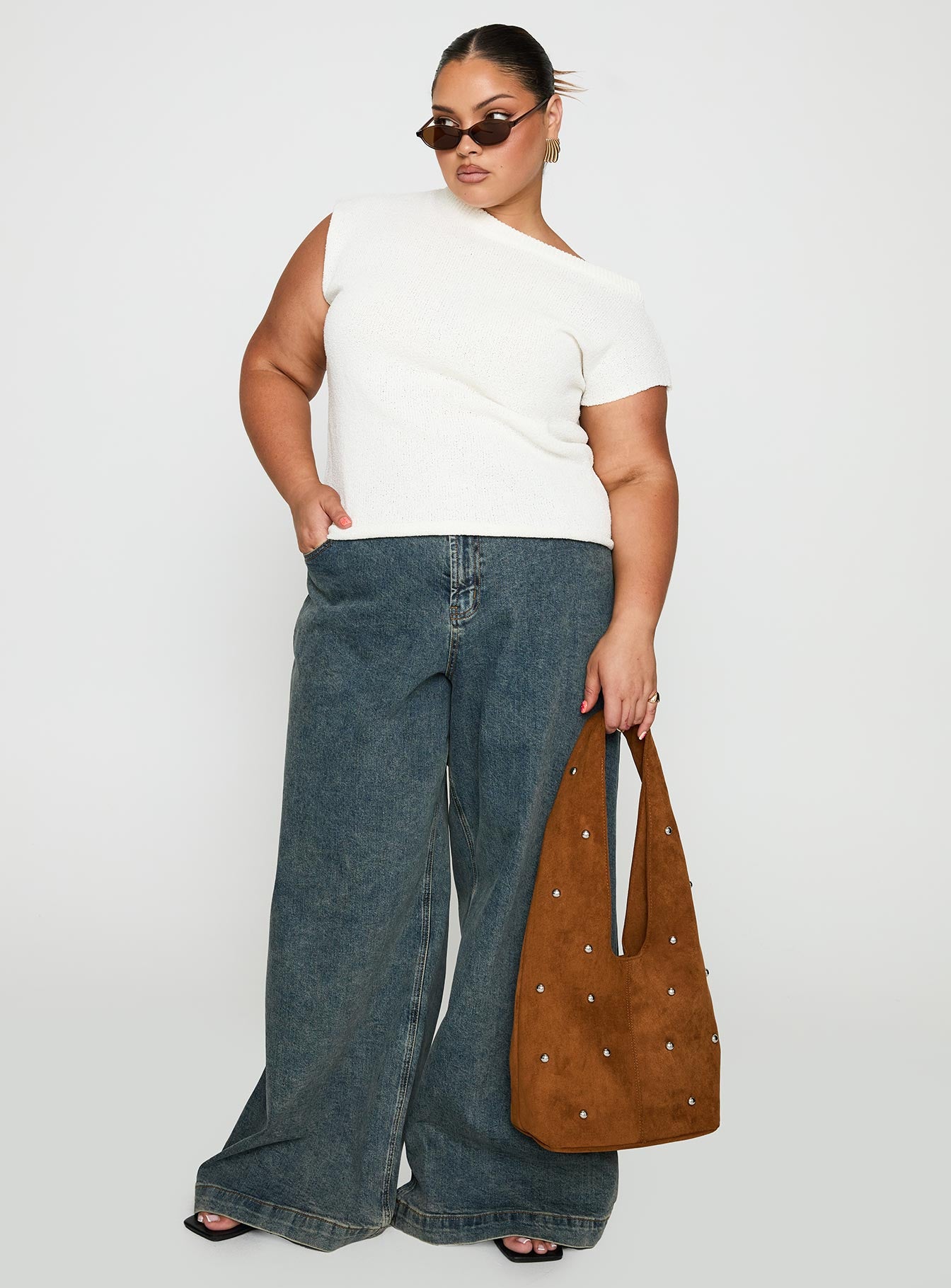 Ashfield Off Shoulder Top White Curve、mySite、solidvoid