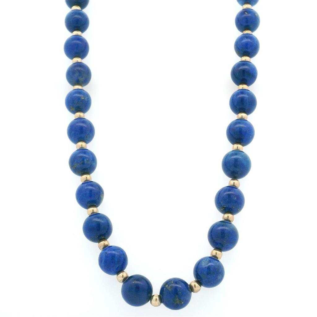 Estate Gold Plated Lapis Lazuli Bead Necklace、mySite、botmansion