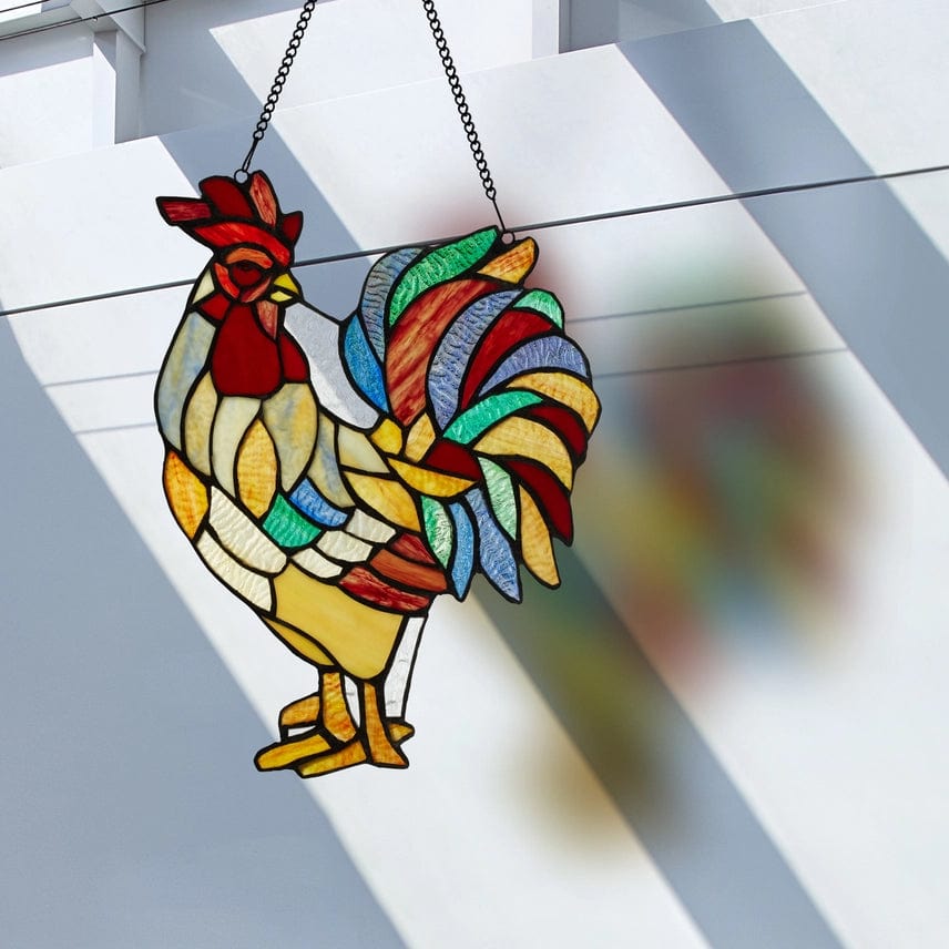 Rooster Tiffany Style Stained Glass Hanging Hand Made、mySite、g9winljtr