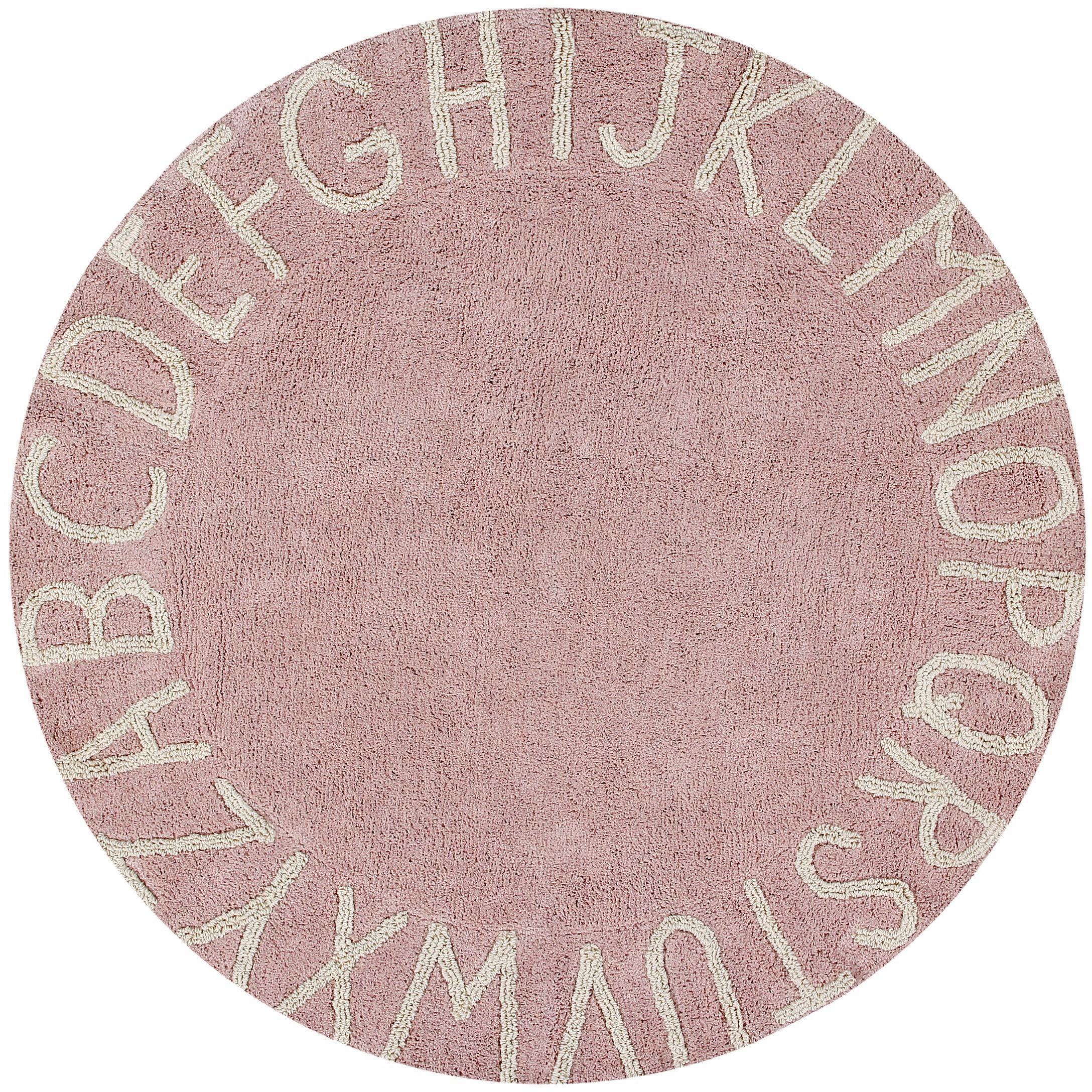 Round ABC Vintage Nude Natural Machine Washable Kids Area Rug、mySite、gigharbornorthrealestate
