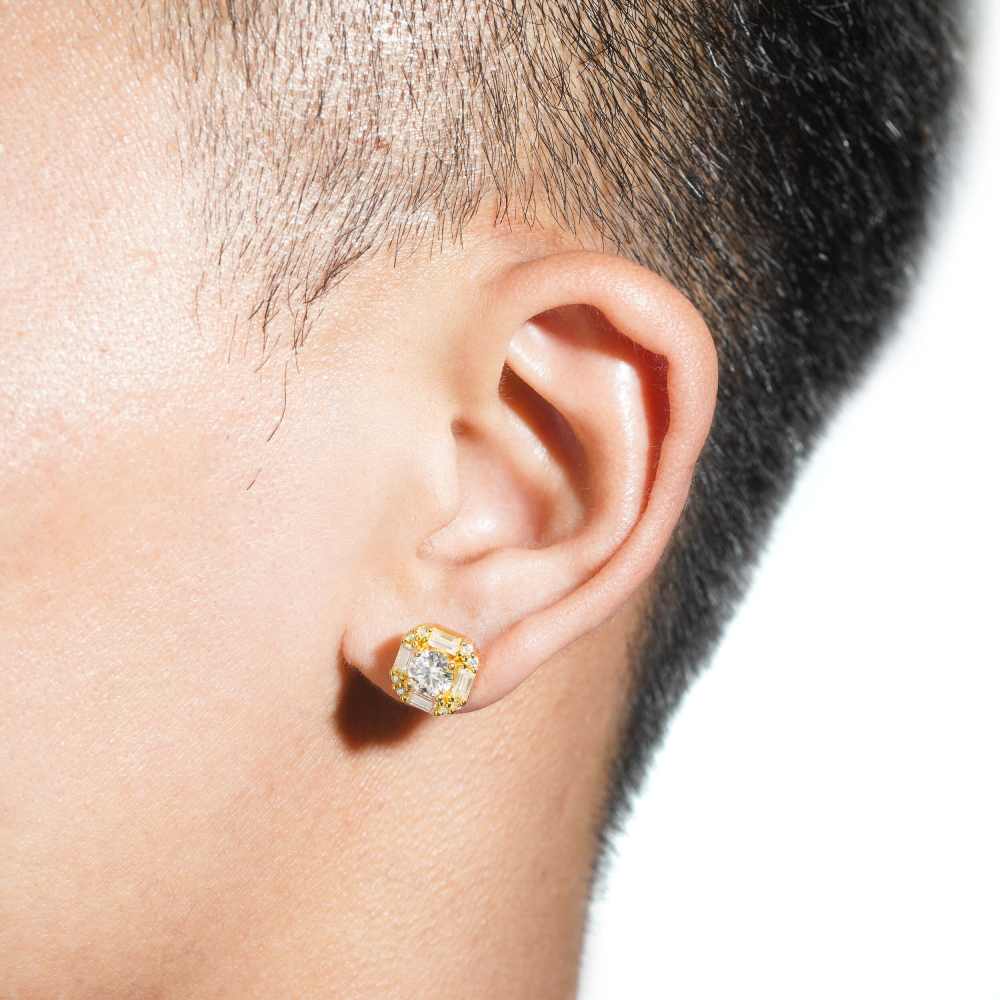 10MM Baguette Halo Moissanite Earrings 14K Gold、mySite、hinf8tx79