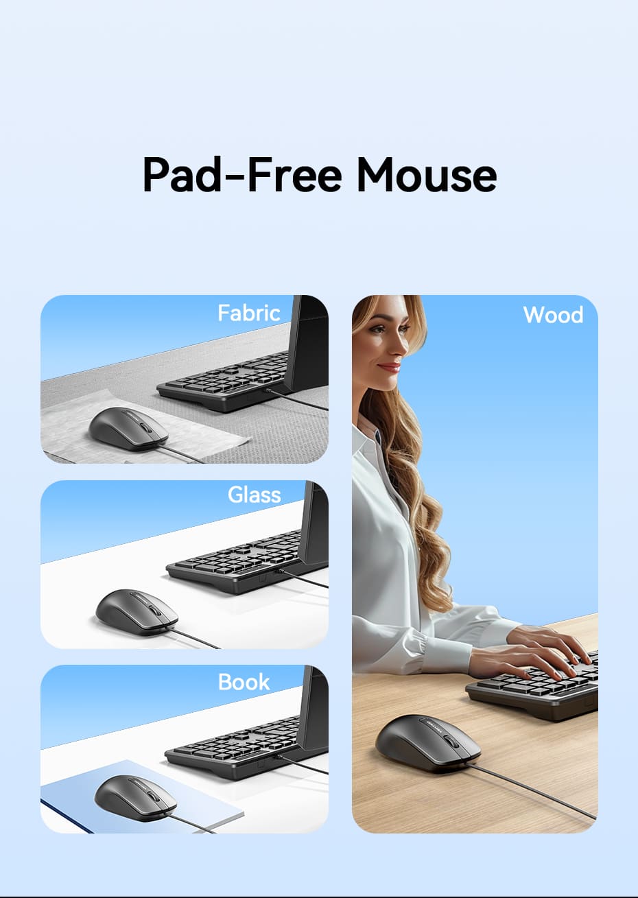 USB Wired Full-Sized Keyboard and Mouse Combo Black Slim Type