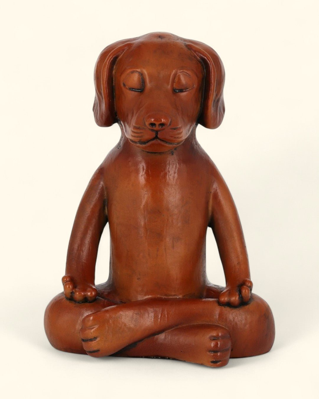 Meditating Dog Statue in Rich Mahogany Tone、mySite、topwebapps