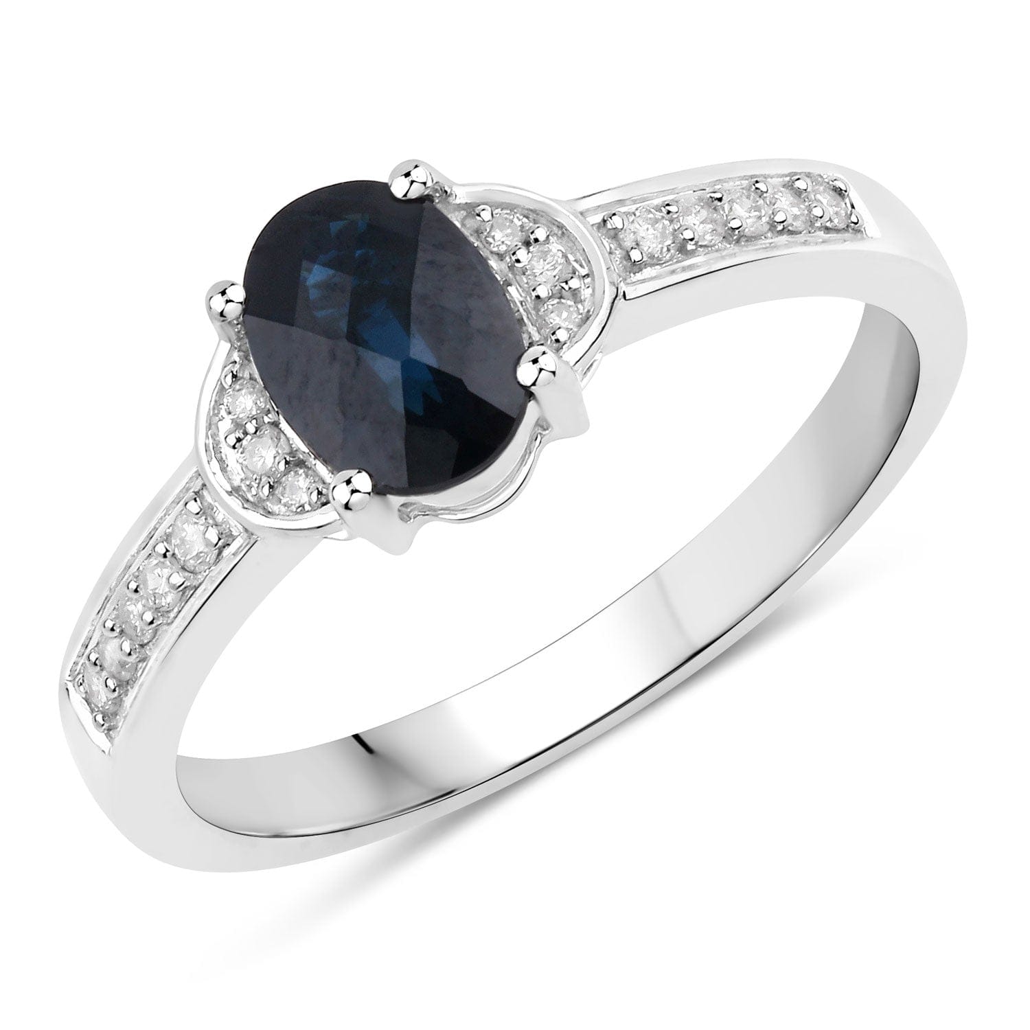 Blue Sapphire and White Diamond 14K White Gold Ring 1.16 CTW、mySite、g9winljtr