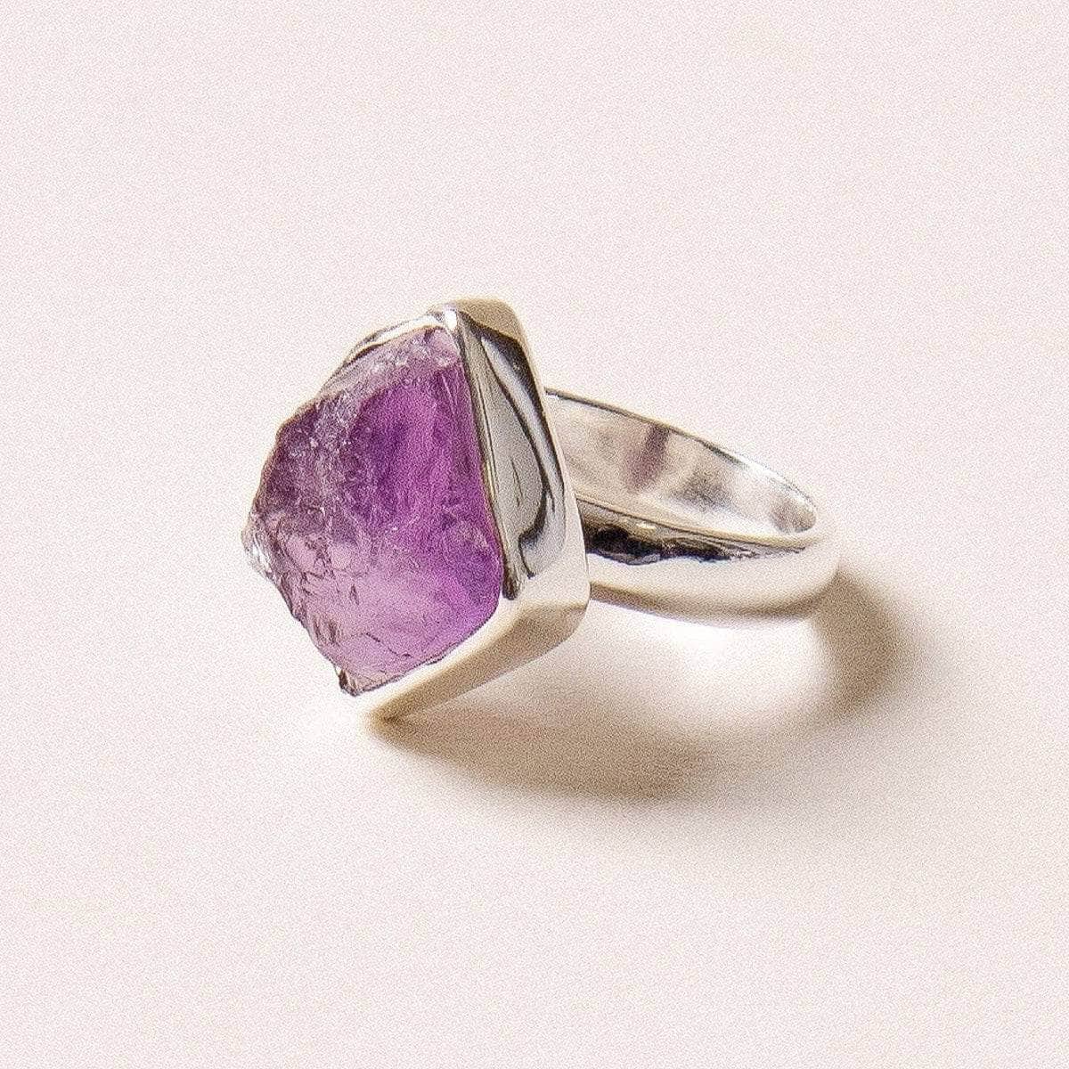 Raw Amethyst Silver Ring - Size 8、mySite、hinf8tx79