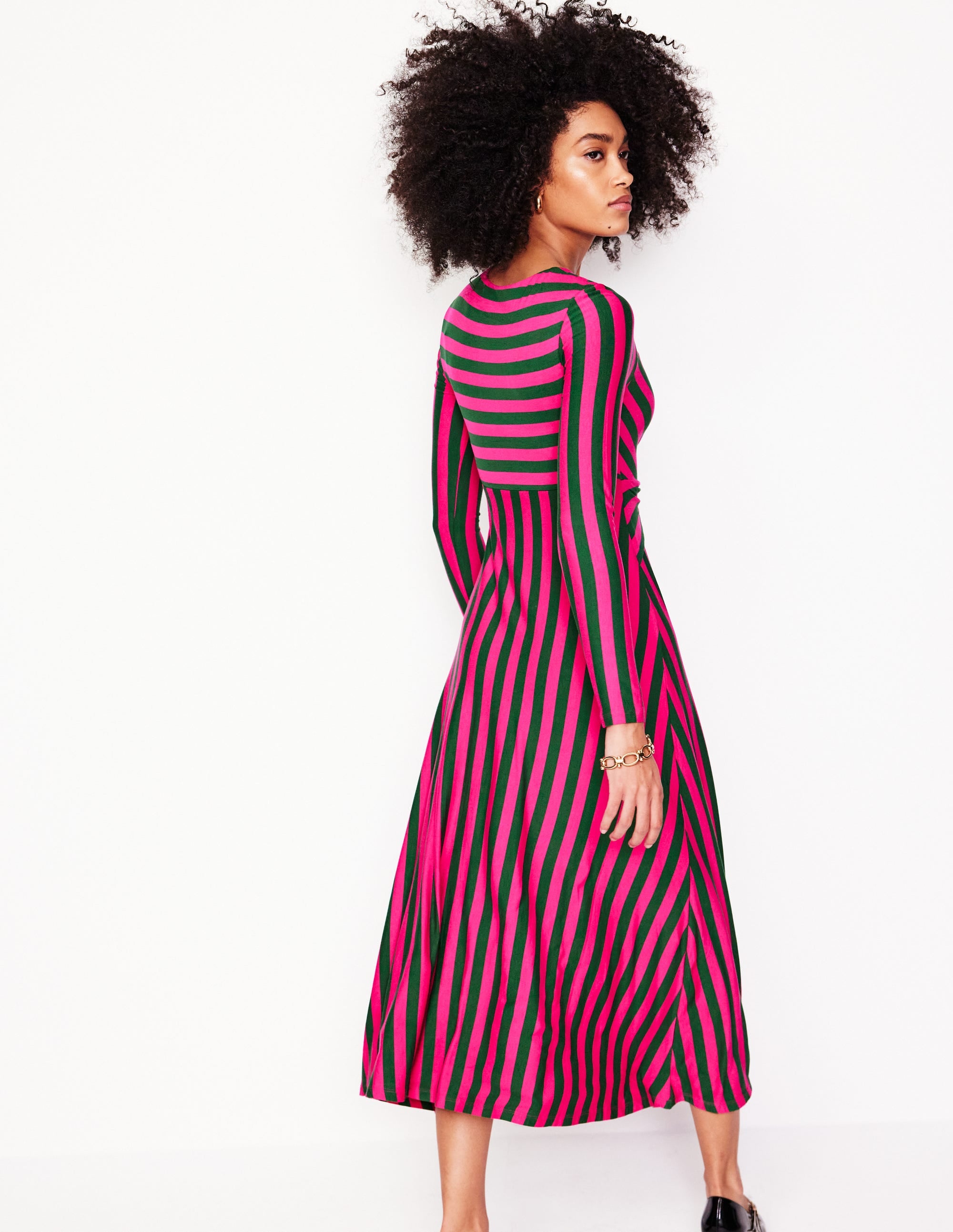  Twisted Waist Jersey Dress-Pink Peacock and Eden, Stripe、mySite、ashleygrahame