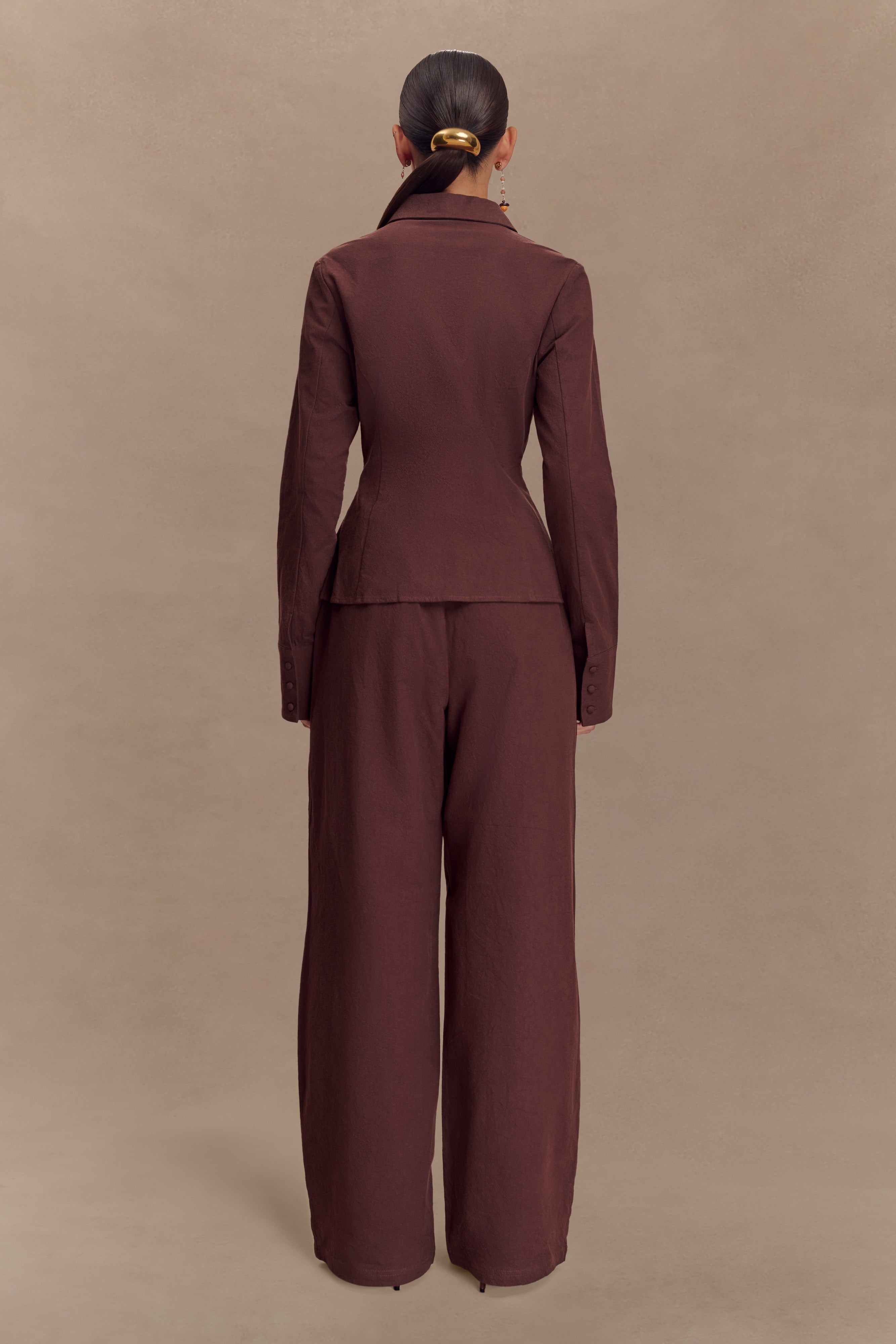 Annalee Cotton Beaded Tie Shirt - Dark Espresso、mySite、solidvoid