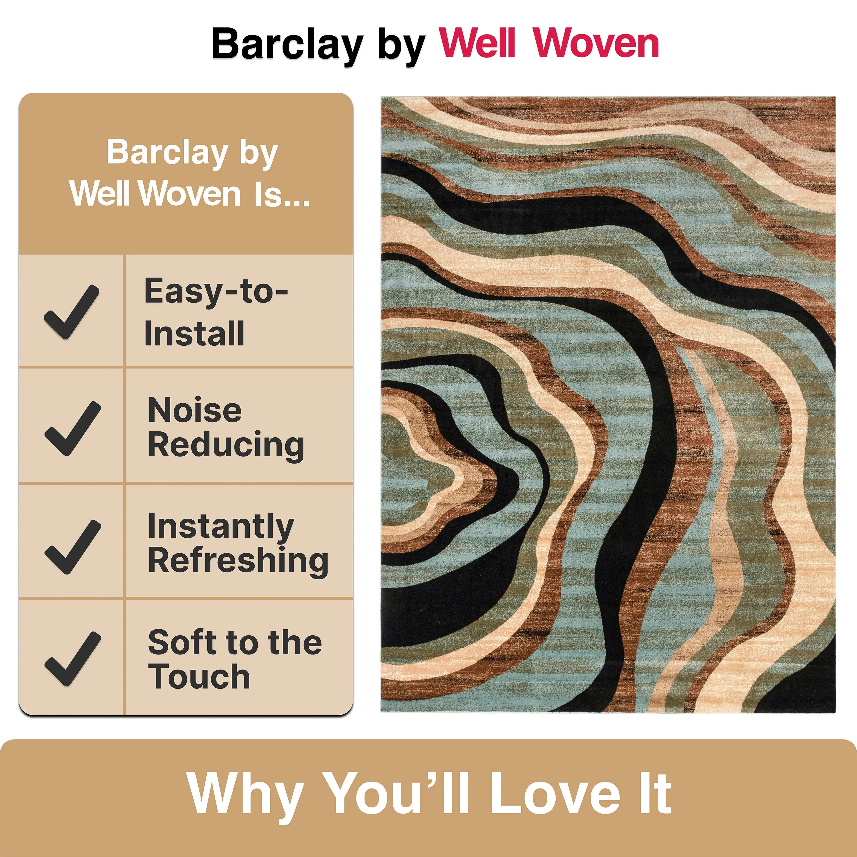 Nirvana Waves Multi Blue Modern Rug、mySite、gigharbornorthrealestate