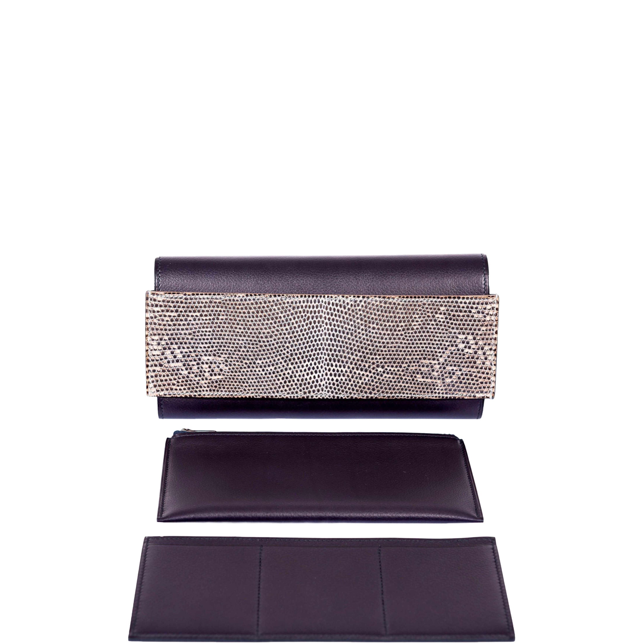 Hermès Bleu Indigo Evergrain & Lez Lisse Lizard Portefeuille Passant Long、mySite、garminoutage.com