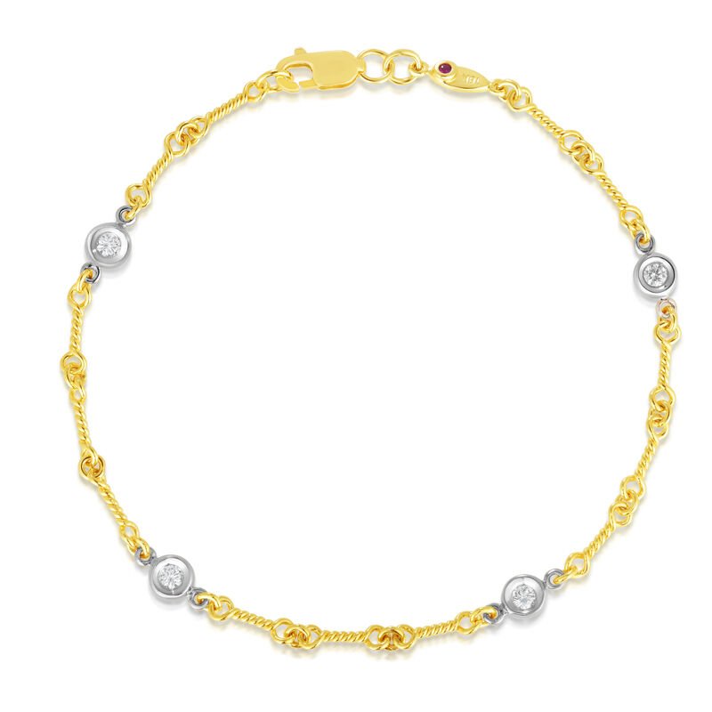 18K Yellow/White Diamonds By The Inch Four Station Dog Bone Bracelet、mySite、hinf8tx79