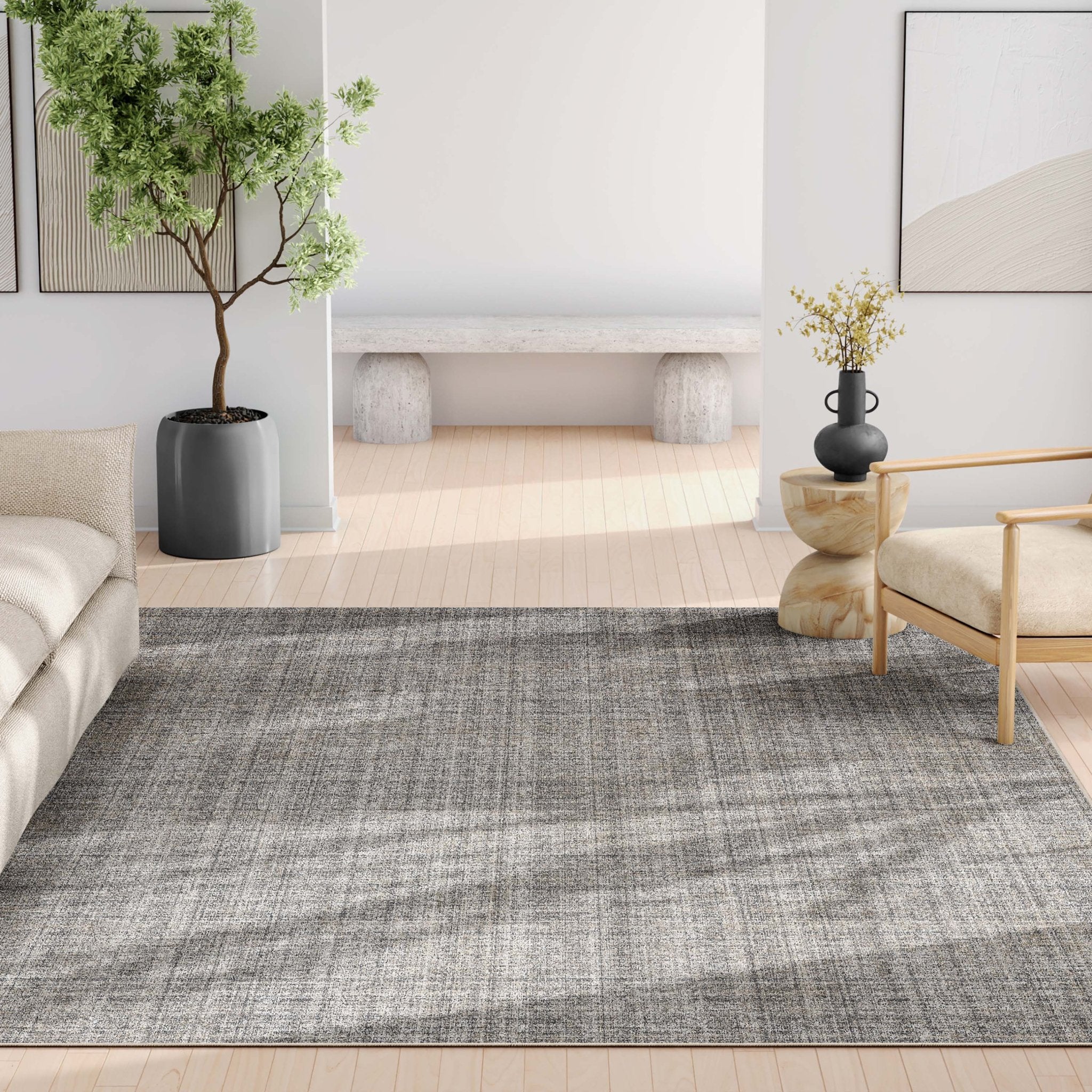 Burst Abstract Plaid Beige Anthracite Flatweave Rug、mySite、gigharbornorthrealestate