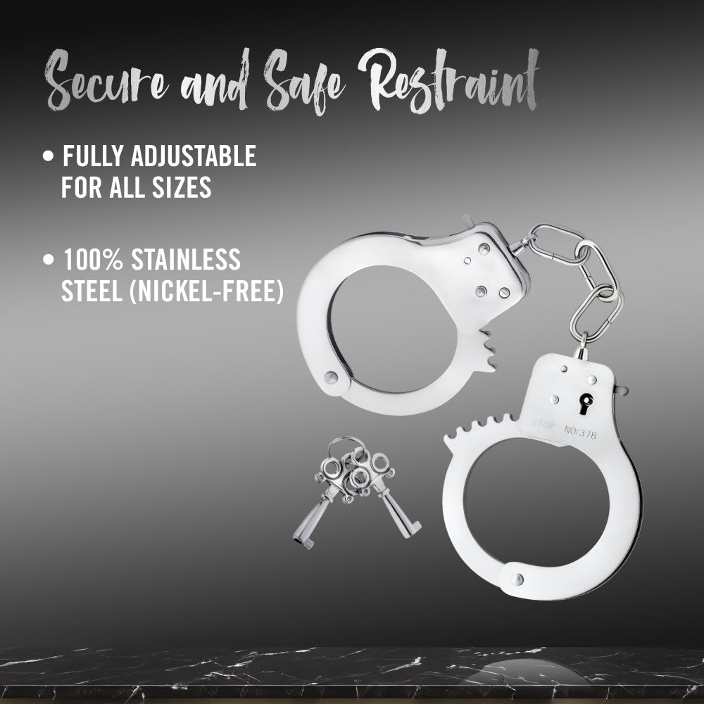 Temptasia By Blush® | Beginner Cuffs – Lightweight Bondage Handcuffs With Safety Release – Fully Adjustable With 2 Keys - Silver、mySite、bottomscart